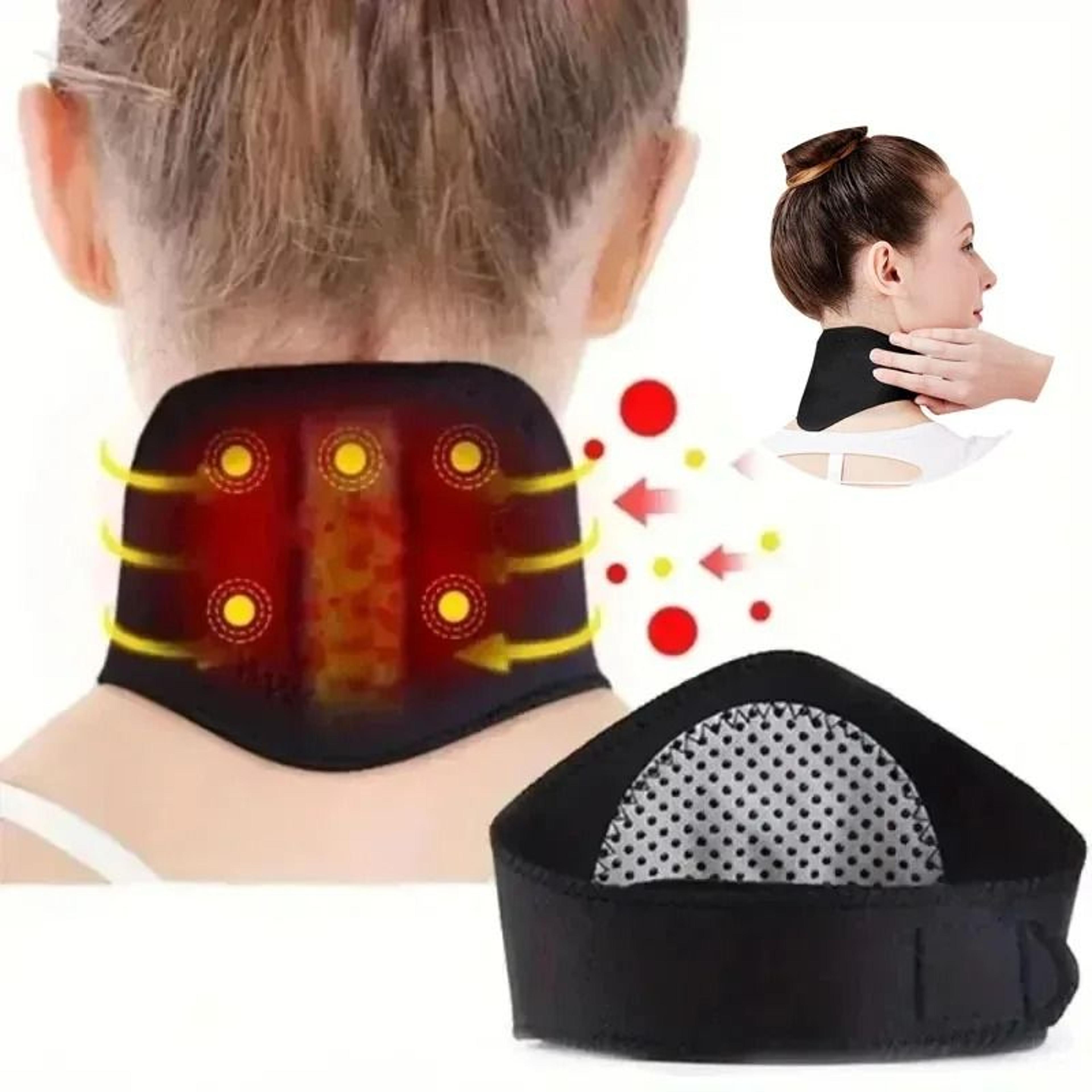 self-heating magnetic cervical collar and portable neck relief wrap
