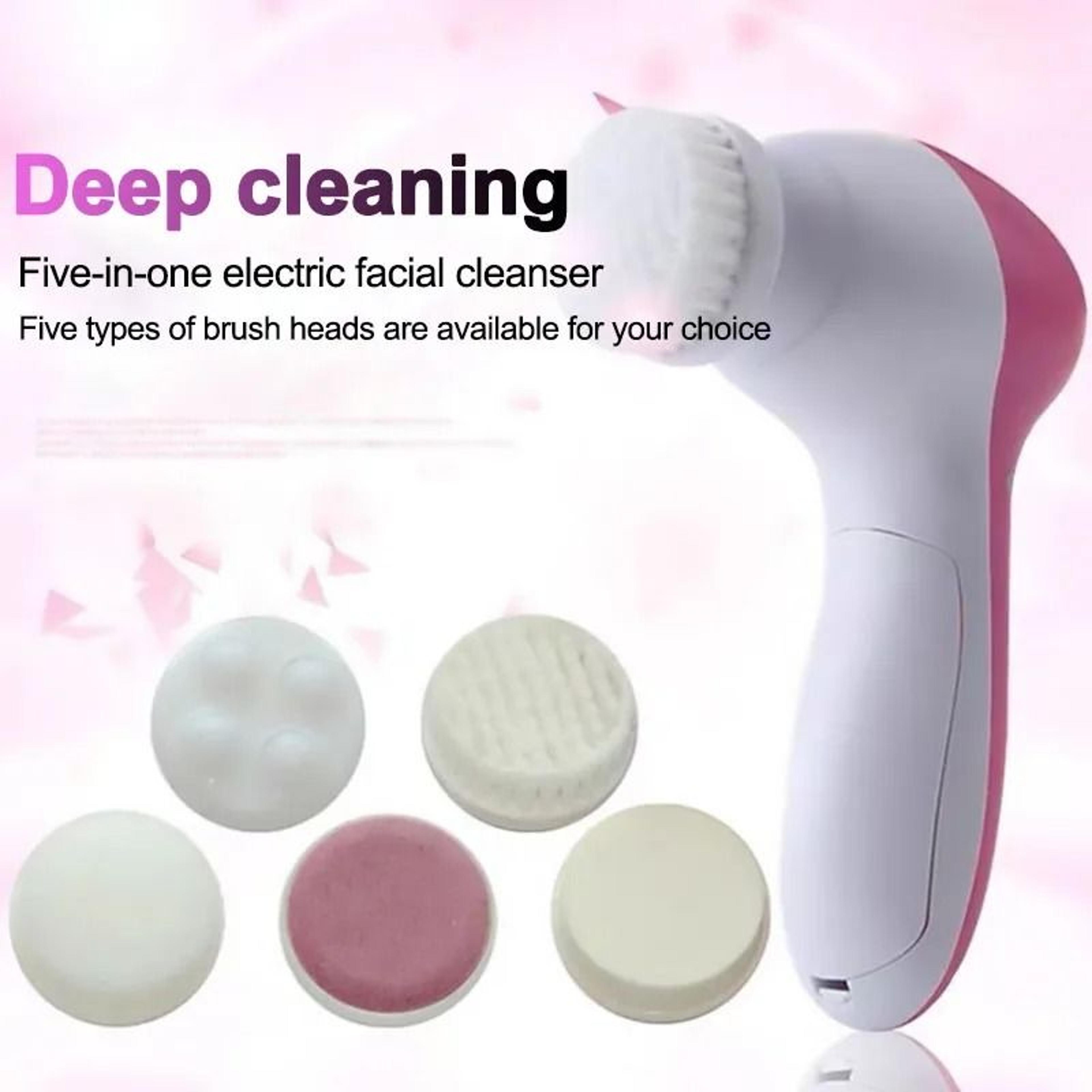 5 in 1 multi functional electric facial cleansing brush and massager set