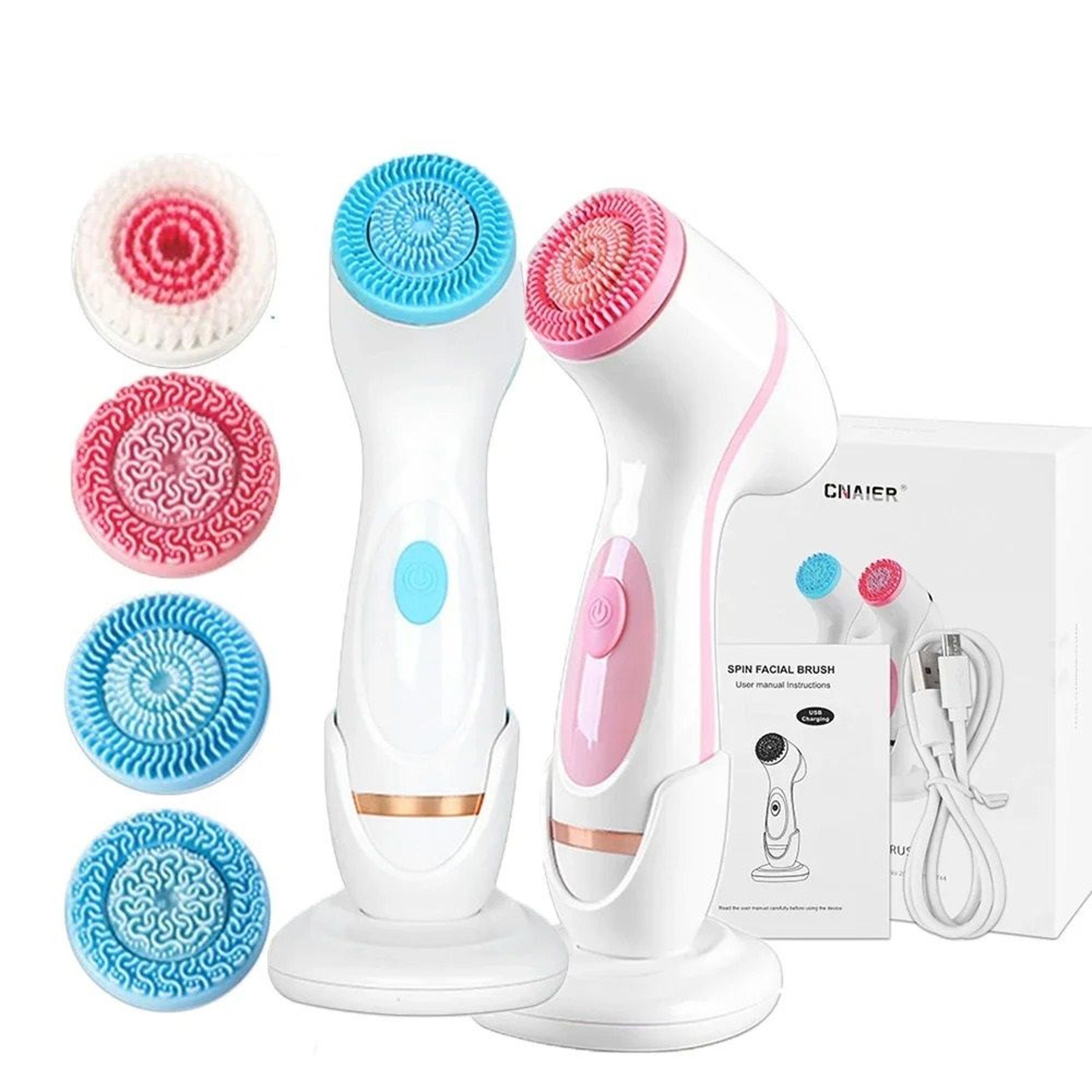 3 in 1 electric facial cleansing brush and sonic rotating massager device