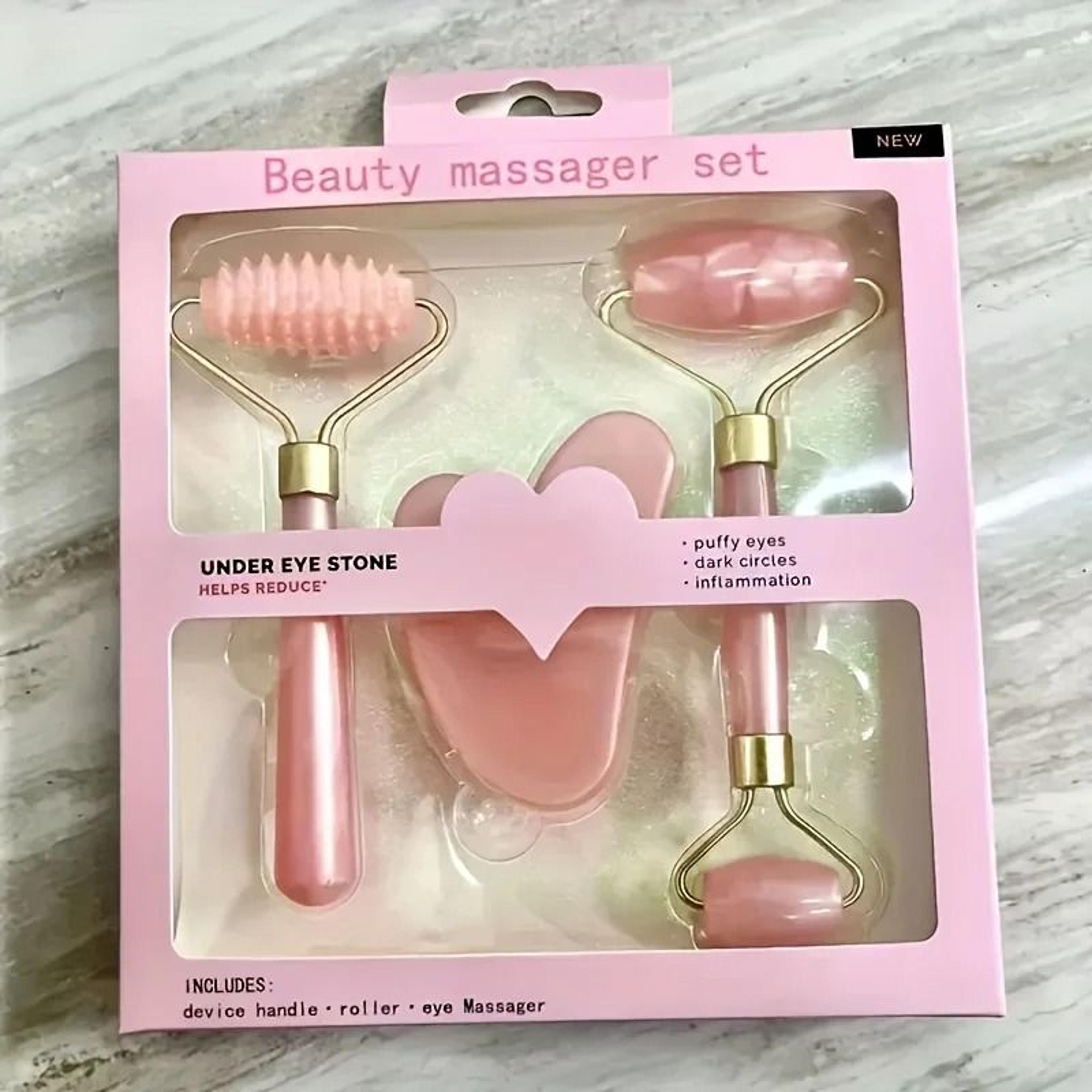 facial roller set heart face massager and body gua sha skincare kit