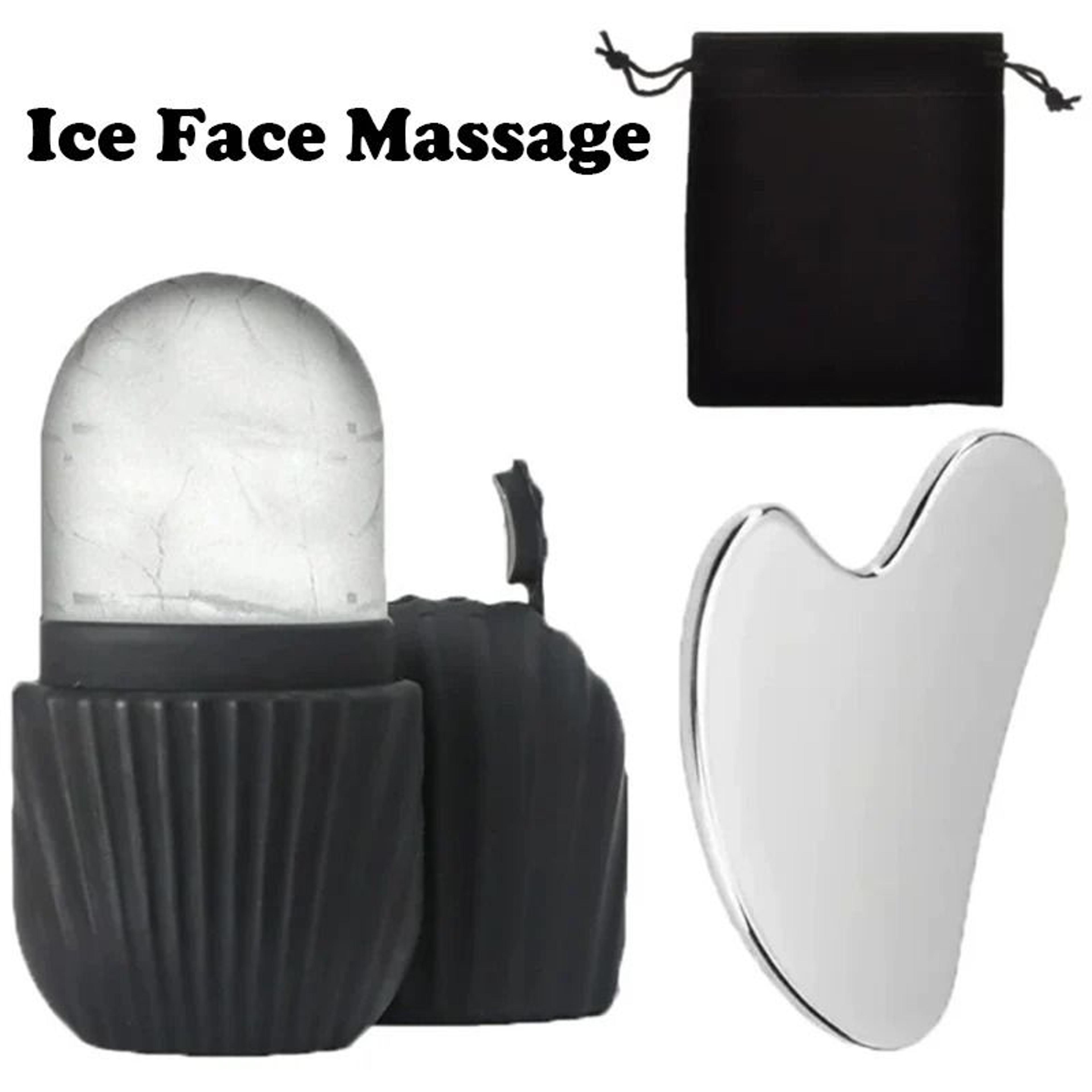 ice face roller and stainless steel gua sha board beauty set