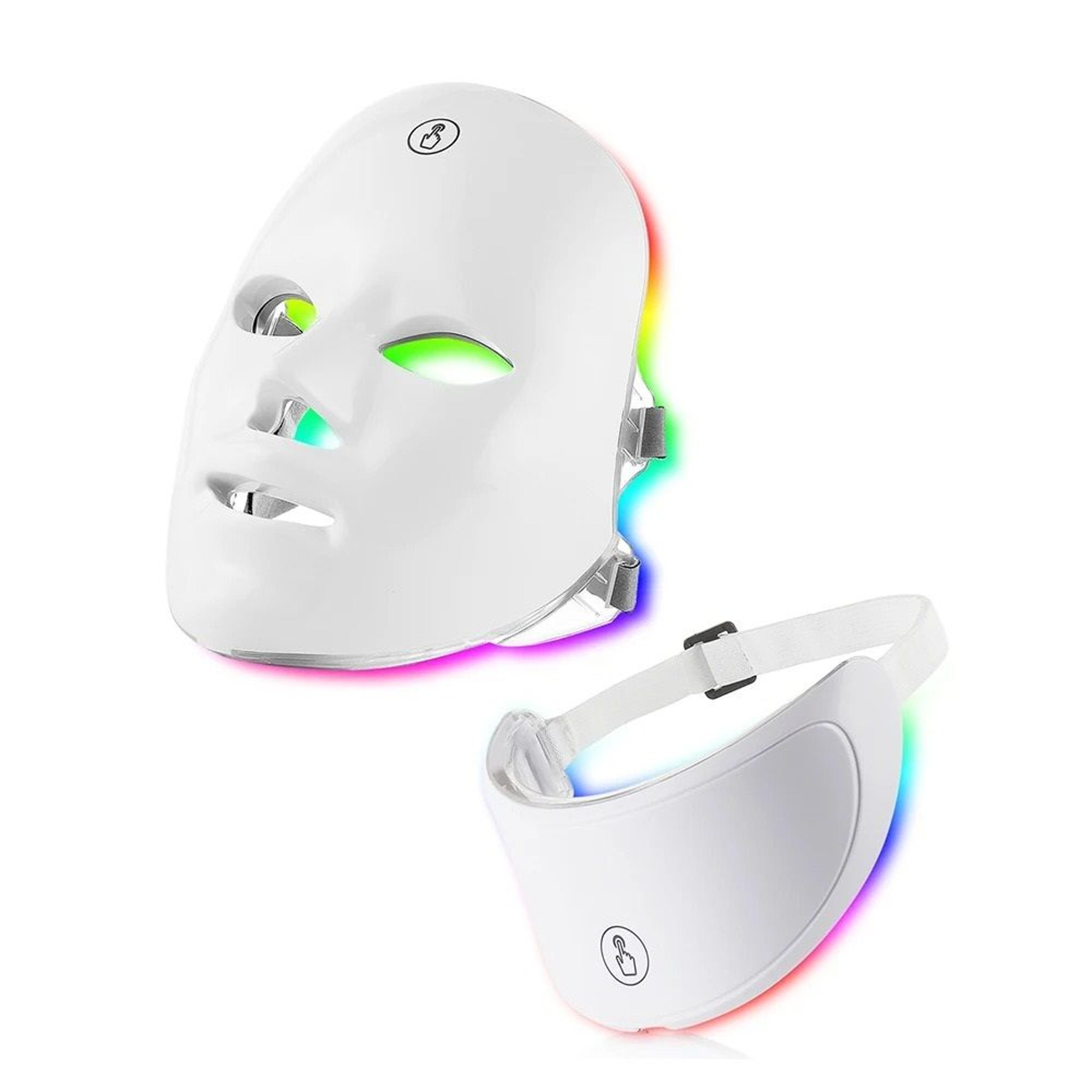 multi spectrum 7 color led facial and neck phototherapy mask set