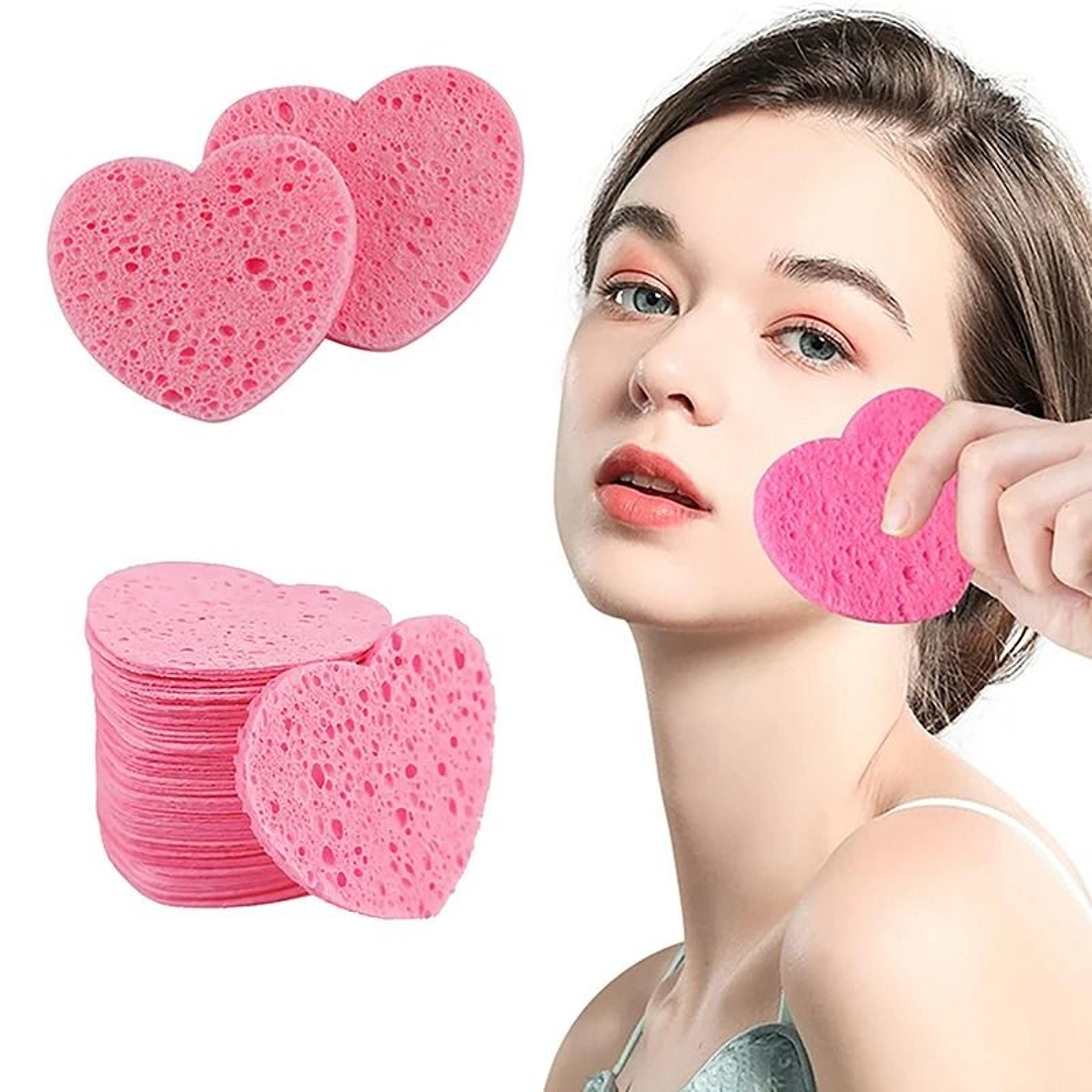 heart shaped compressed natural wood pulp cellulose facial sponge set