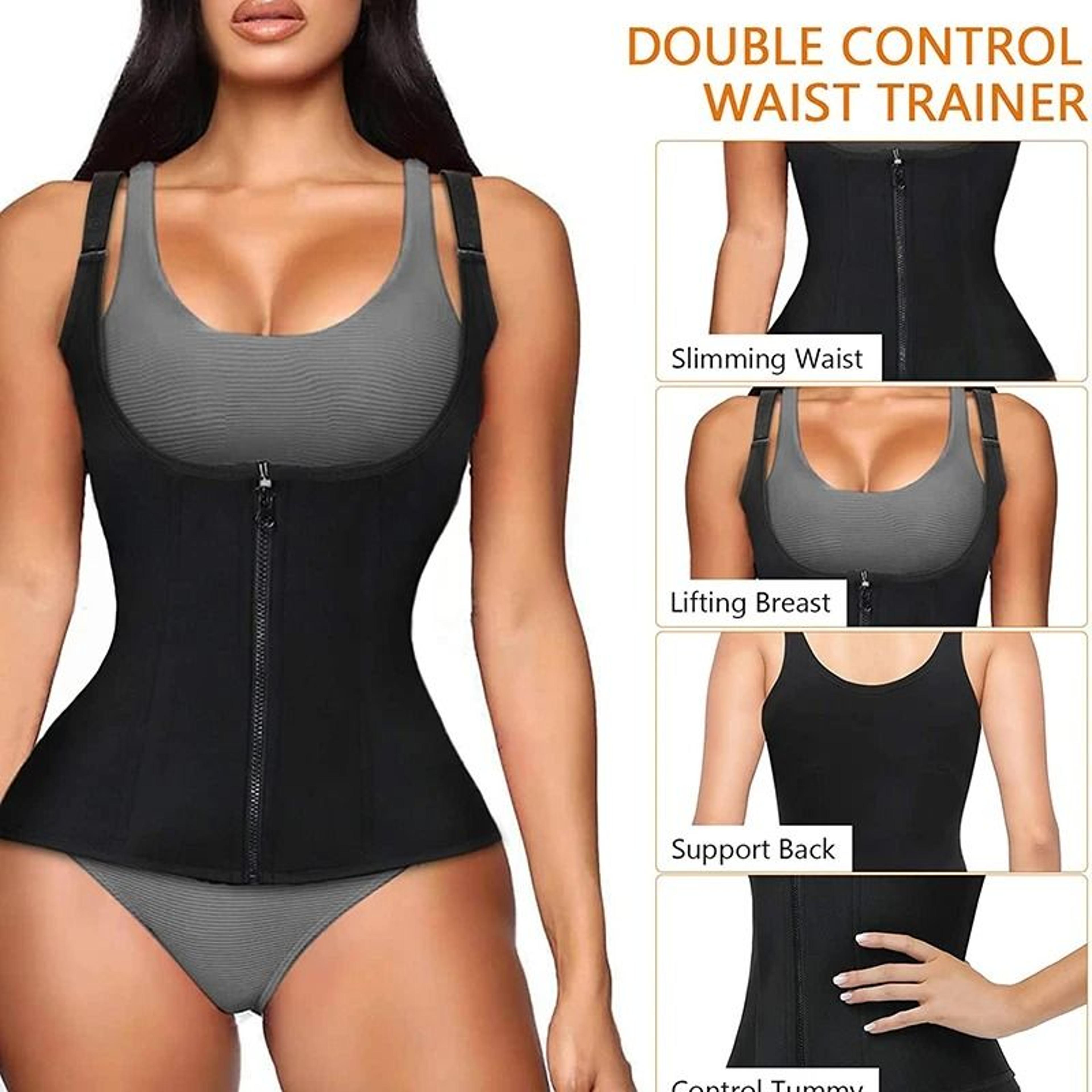 women neoprene sauna waist trainer vest and zipper body shaper corset