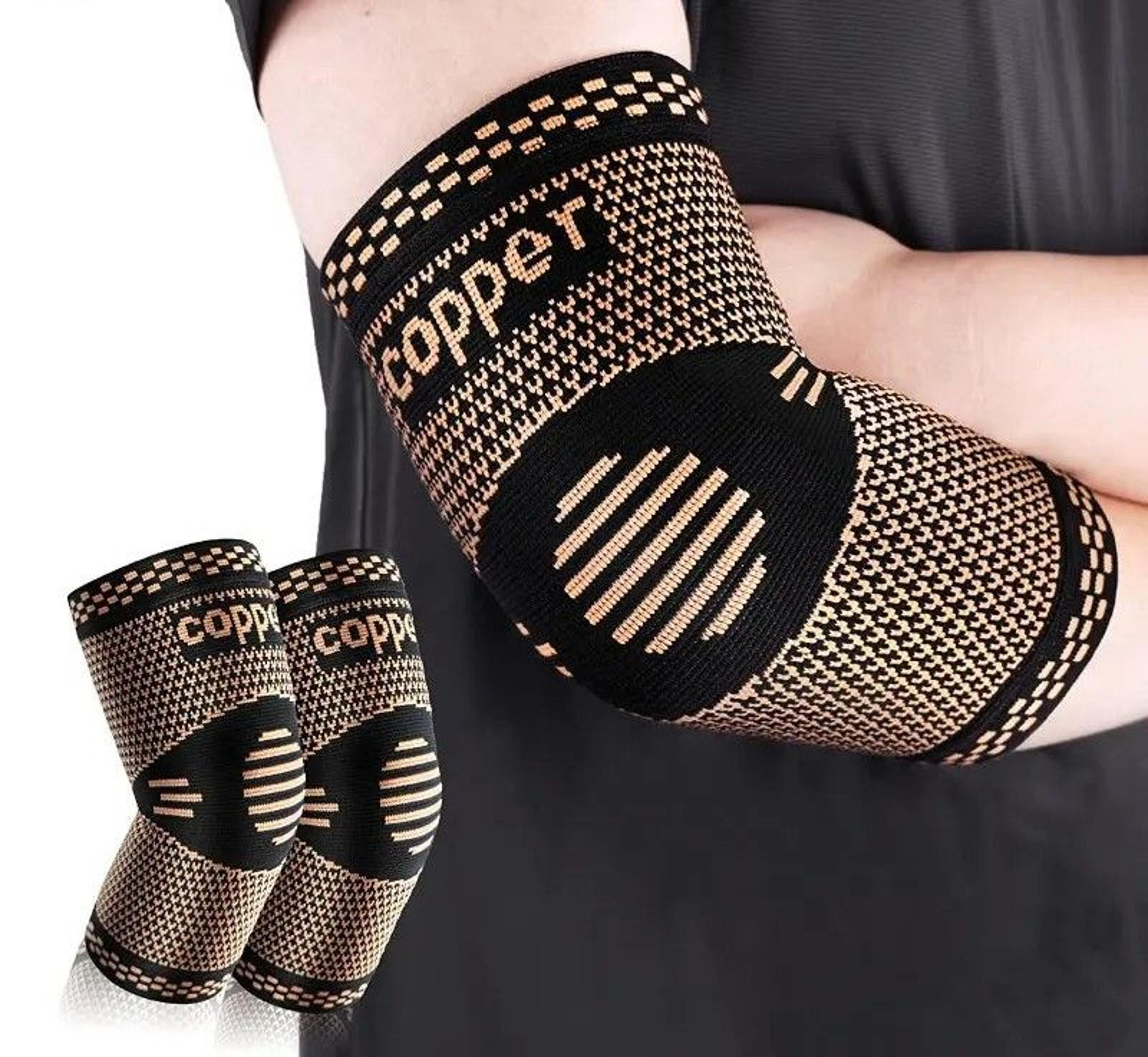 premium copper elbow compression sleeve for tendonitis and tennis elbow pain relief