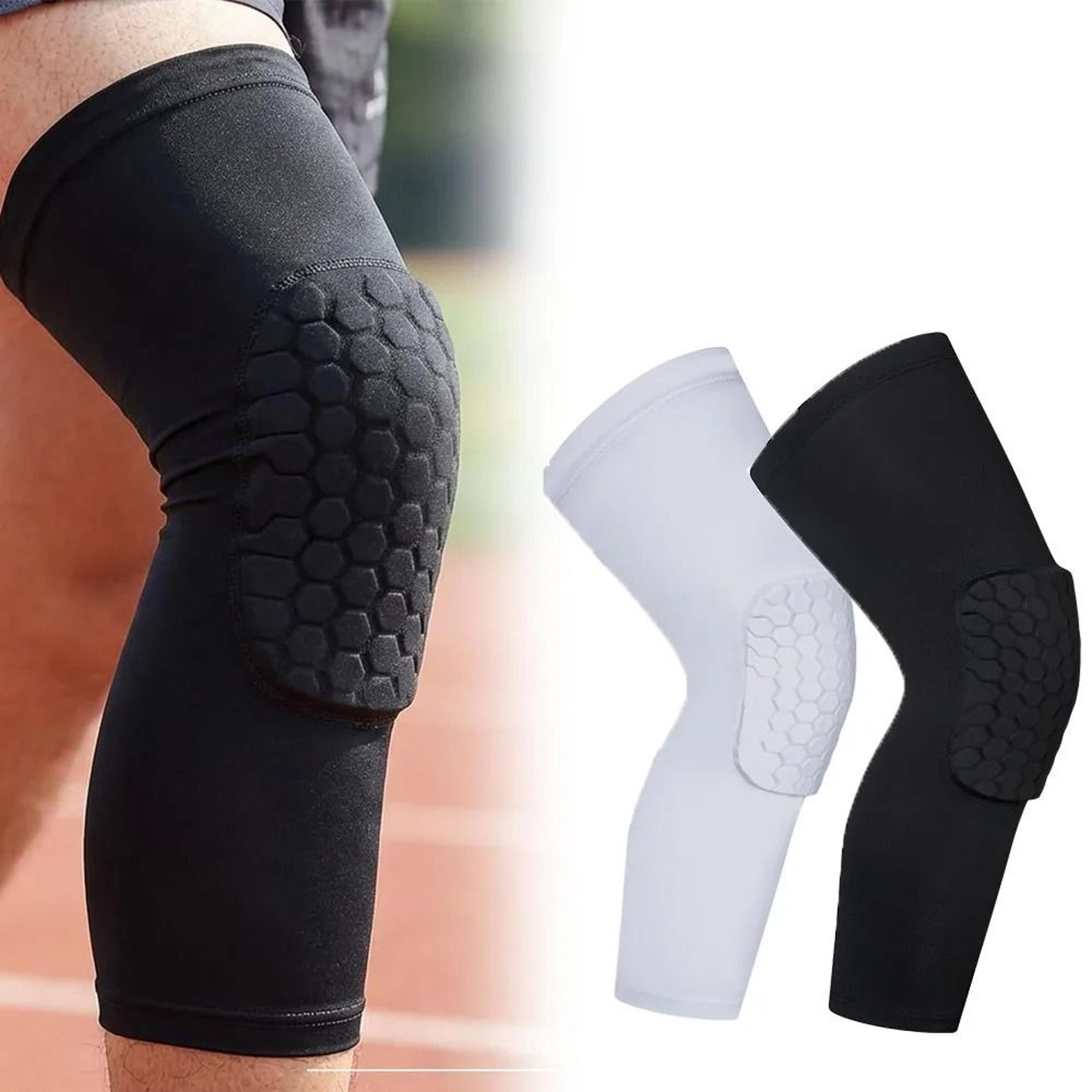premium honeycomb padded basketball knee sleeves and extended leg compression armor