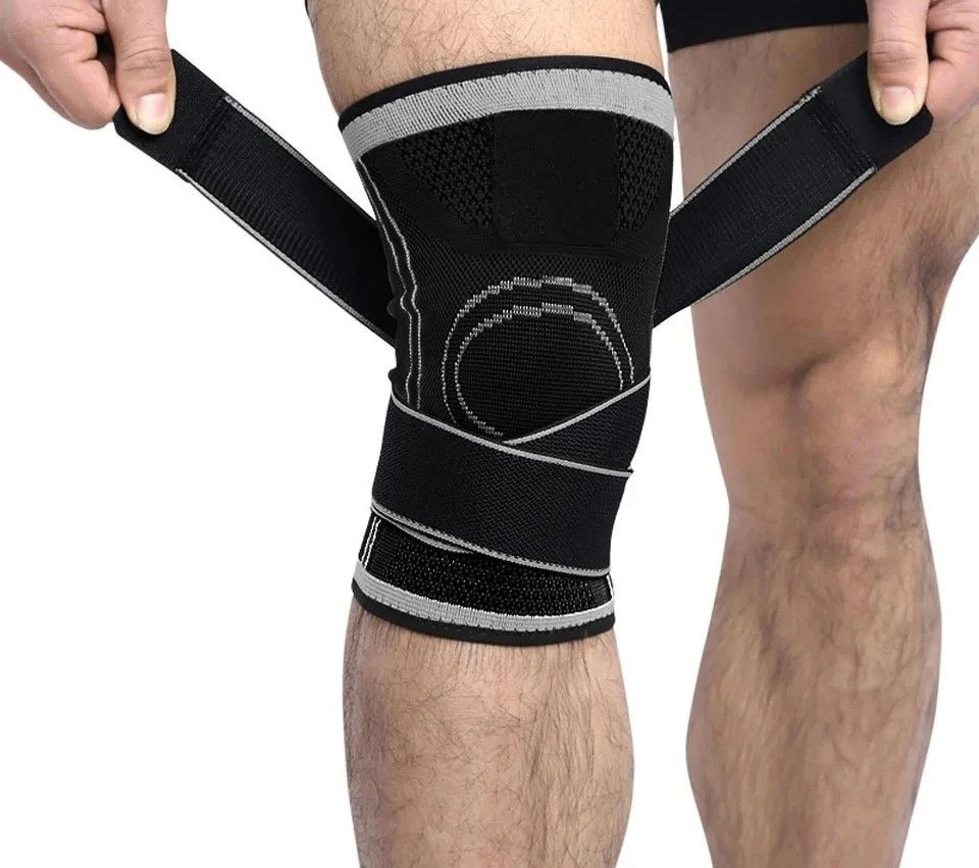 3d knit knee compression sleeve with adjustable pressure straps