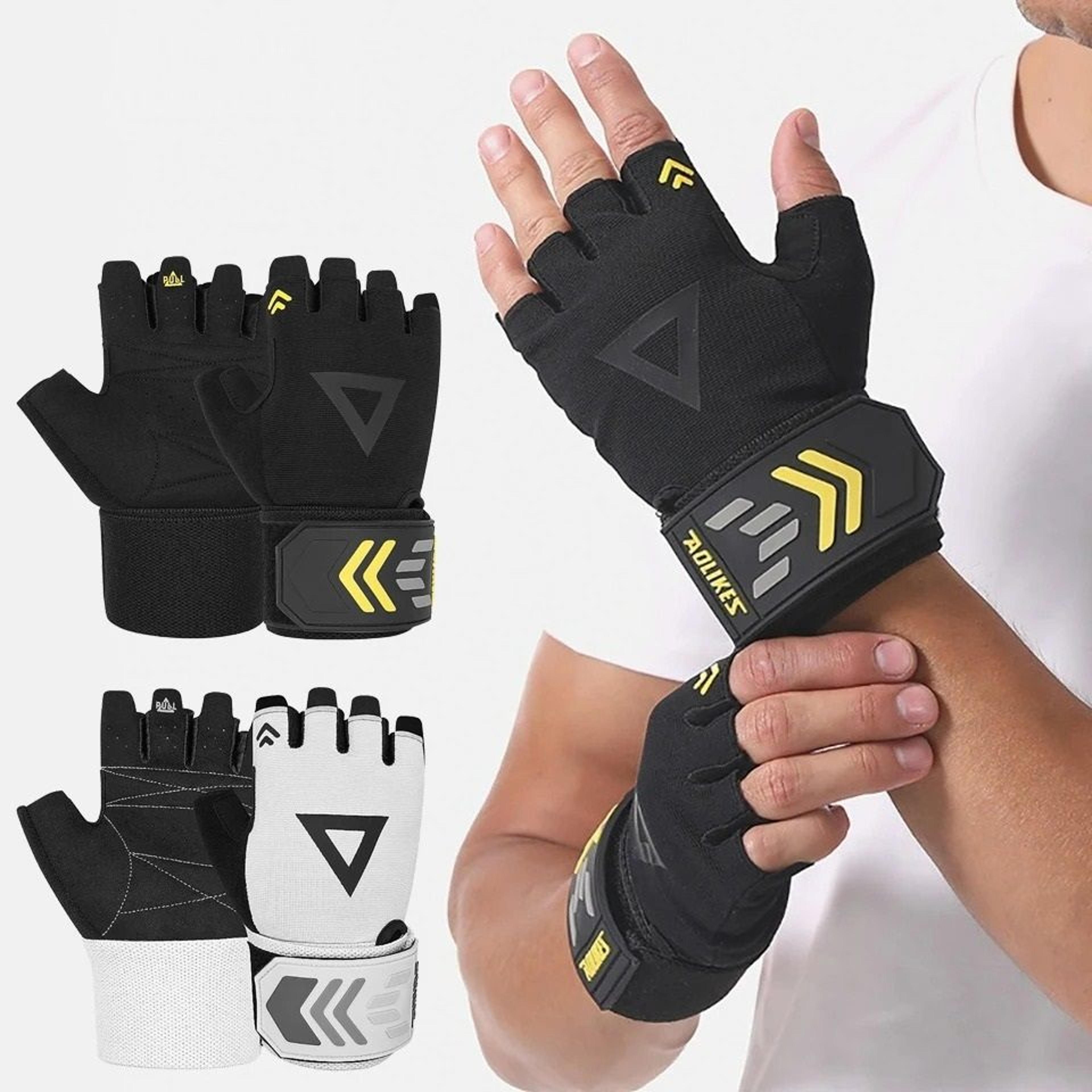 weightlifting gym gloves with integrated wristband support