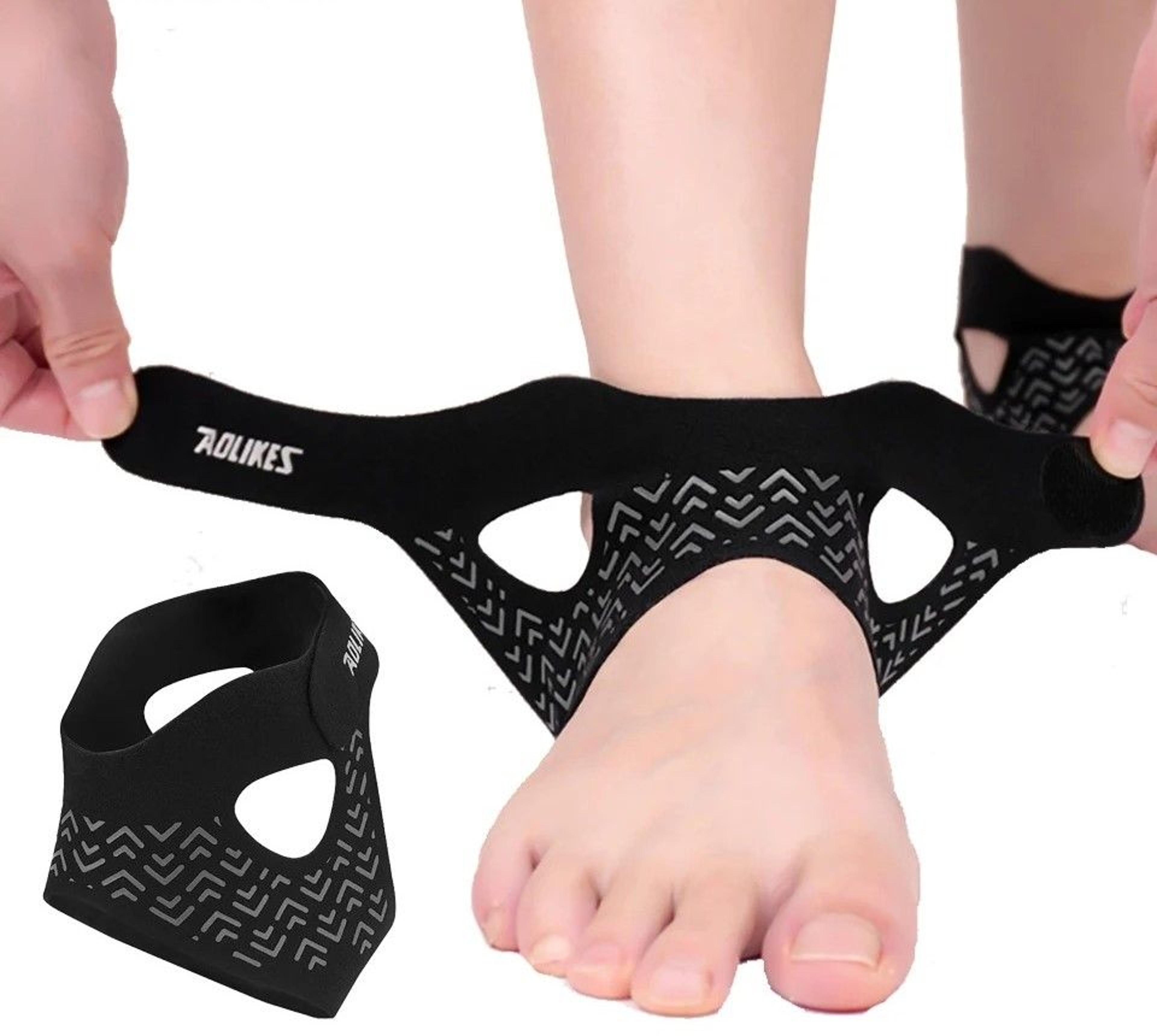 ultra-thin ankle brace with bi-directional strap compression
