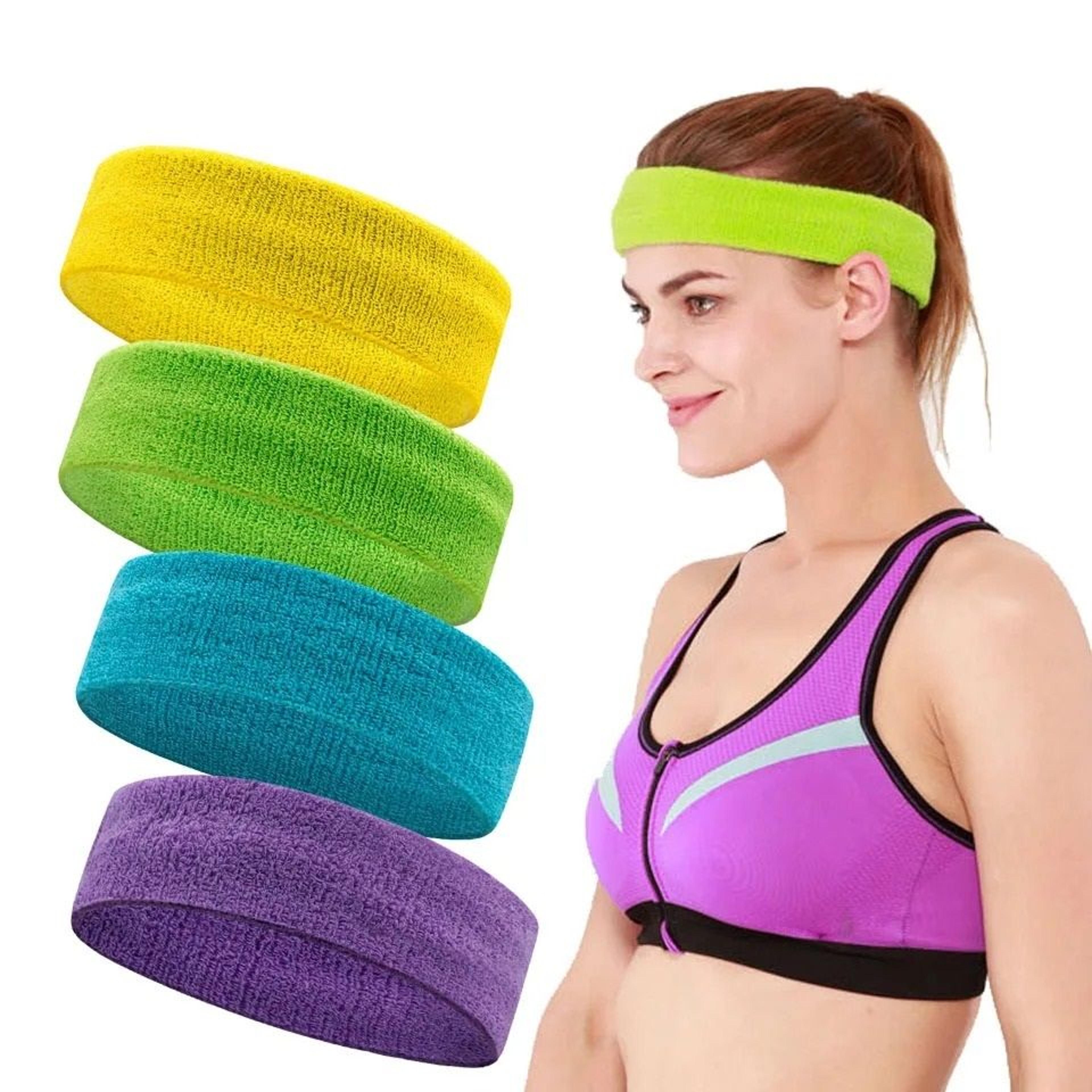 elastic cotton athletic headband sweatband for tennis, basketball, & fitness