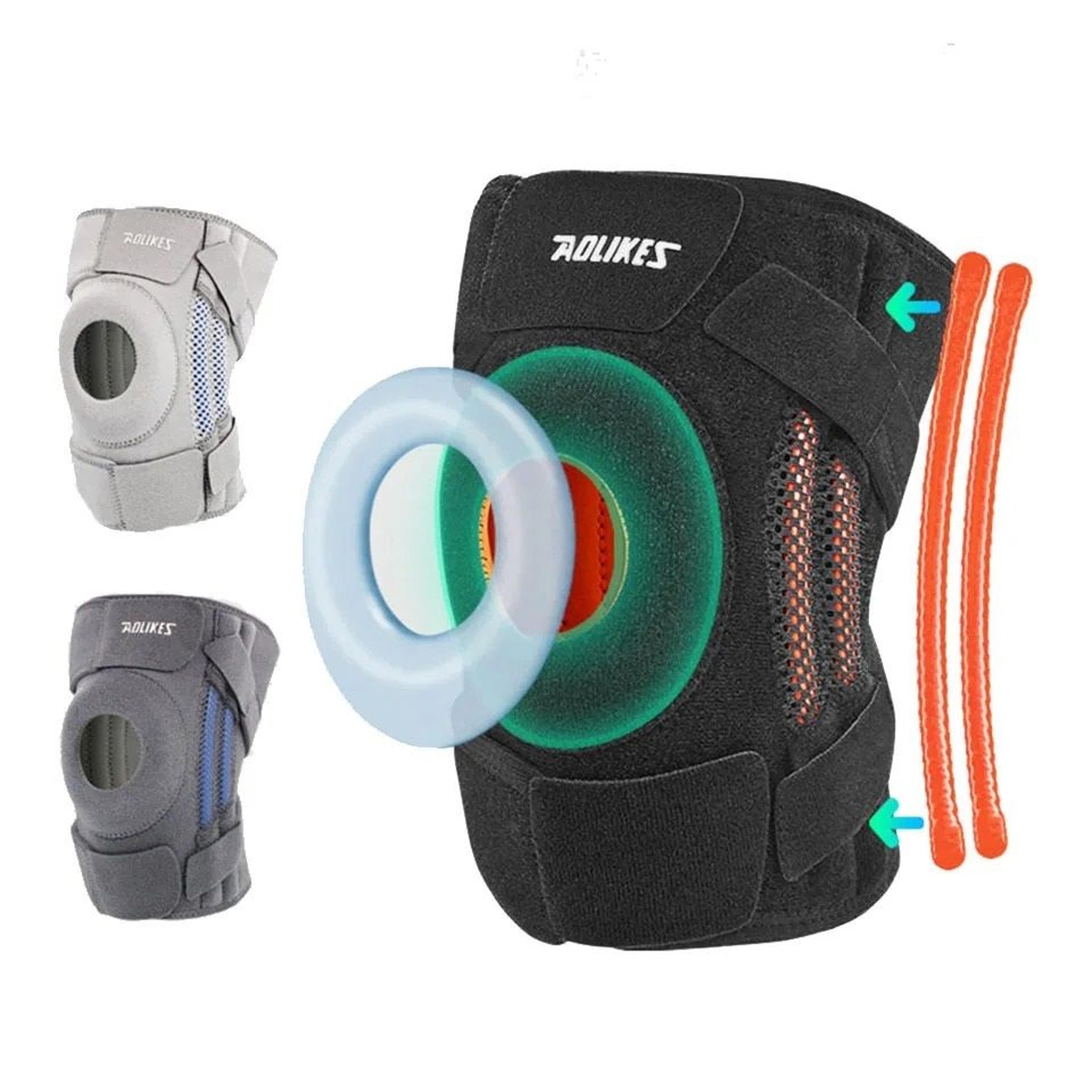 sports knee brace sleeve with dual side stabilizers & silicone patella gel pad