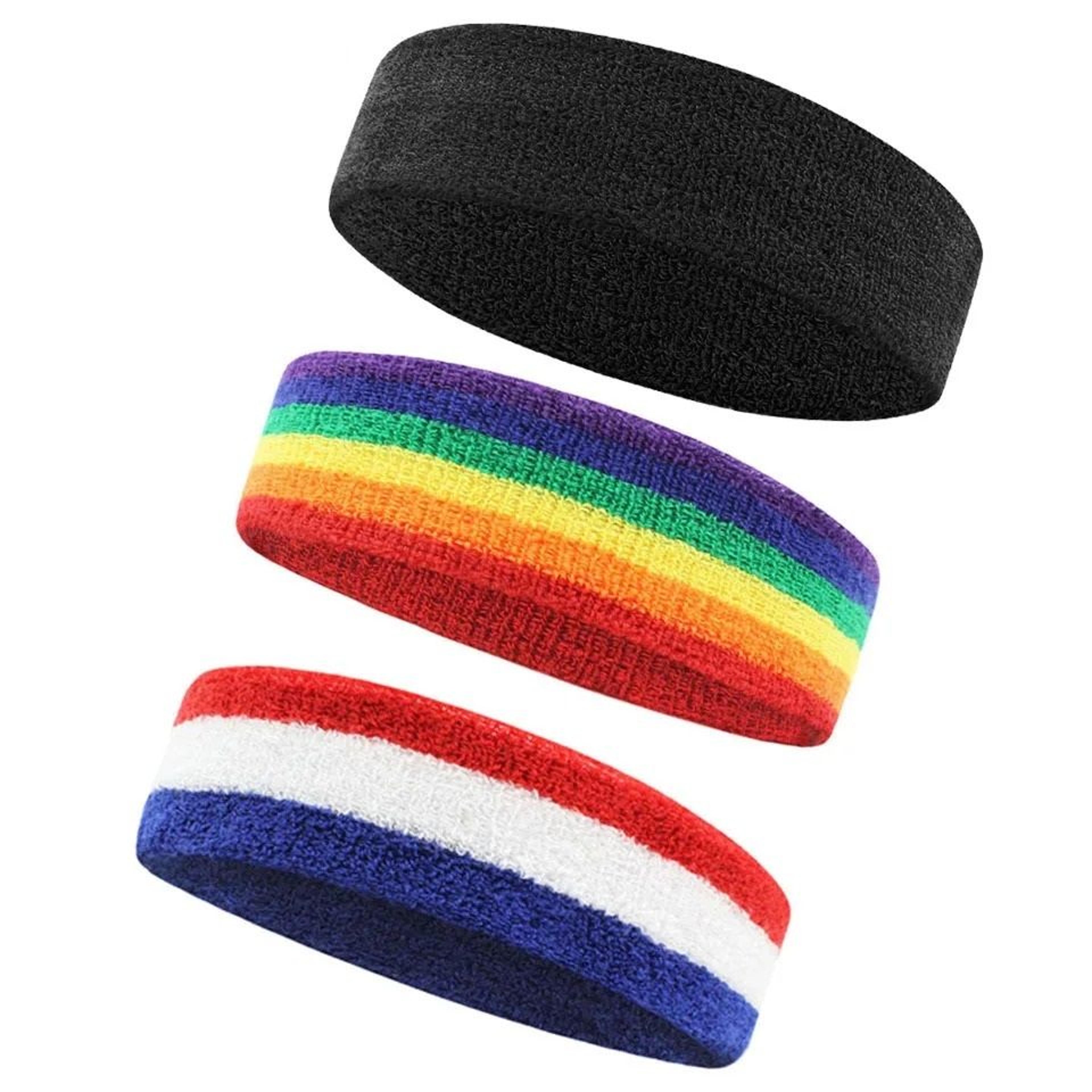 3-pack elastic cotton terry cloth athletic headband sweatbands