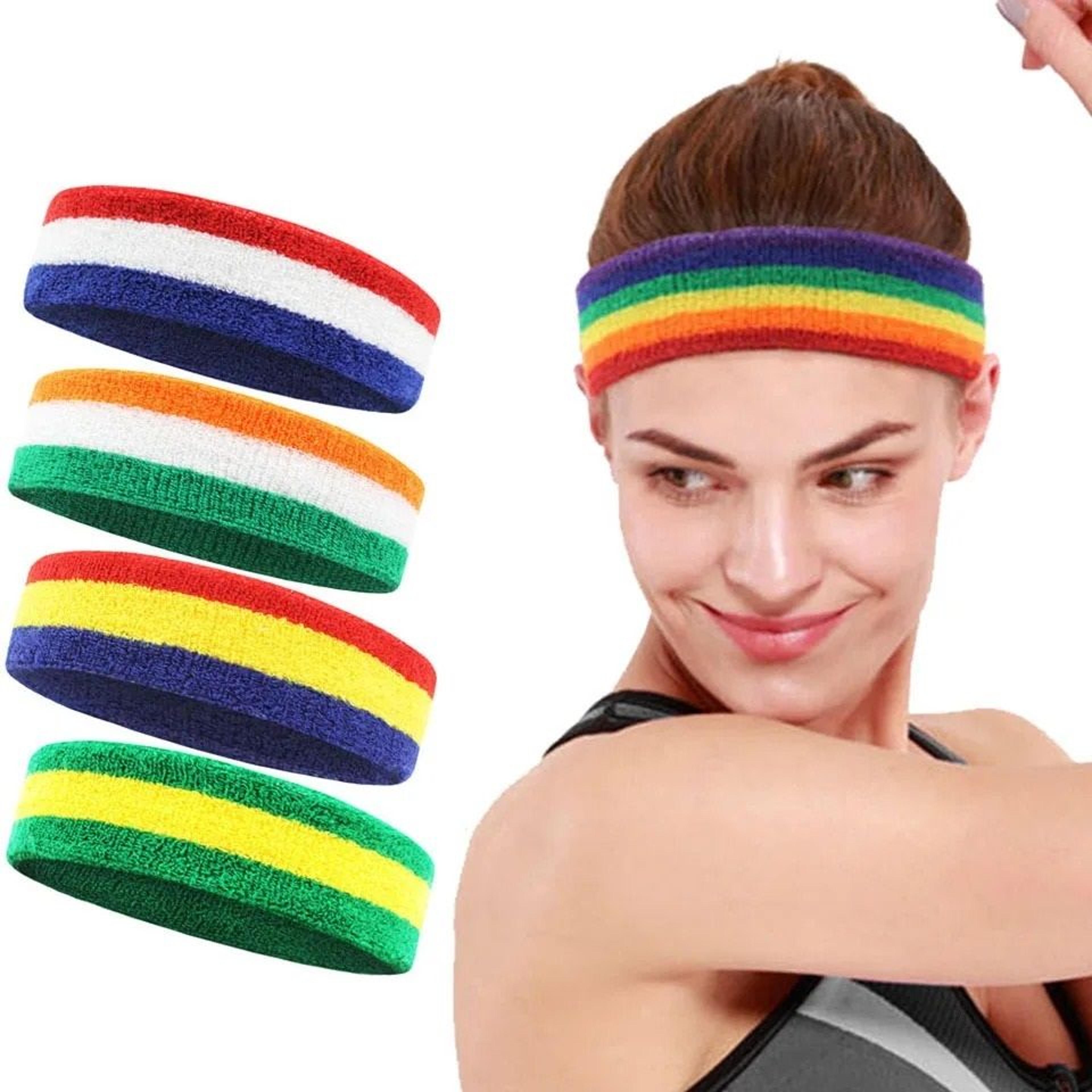 elastic cotton athletic headband sweatband for basketball, tennis, & fitness