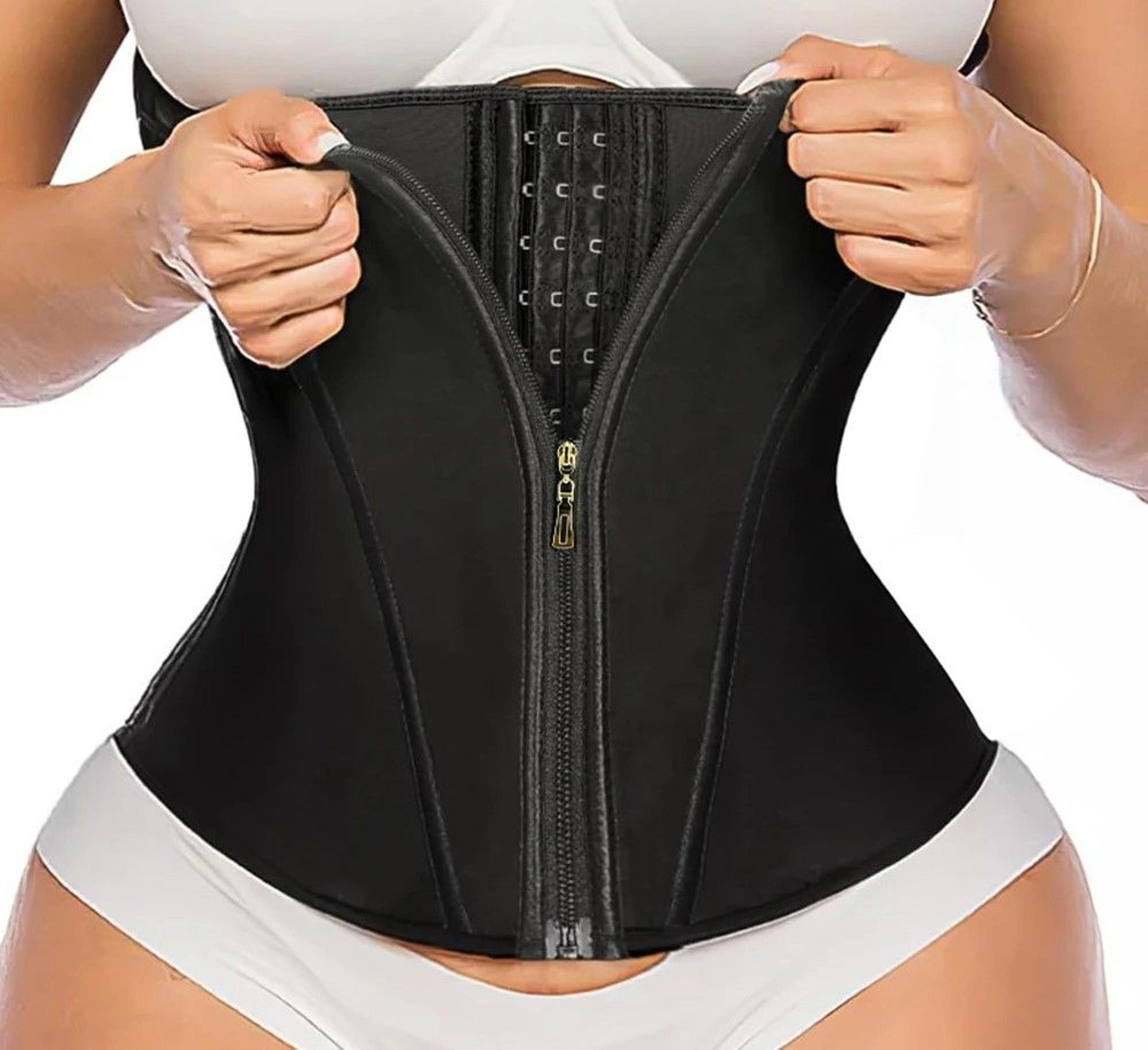 1-piece womens workout waist trainer corset with zipper & hooks