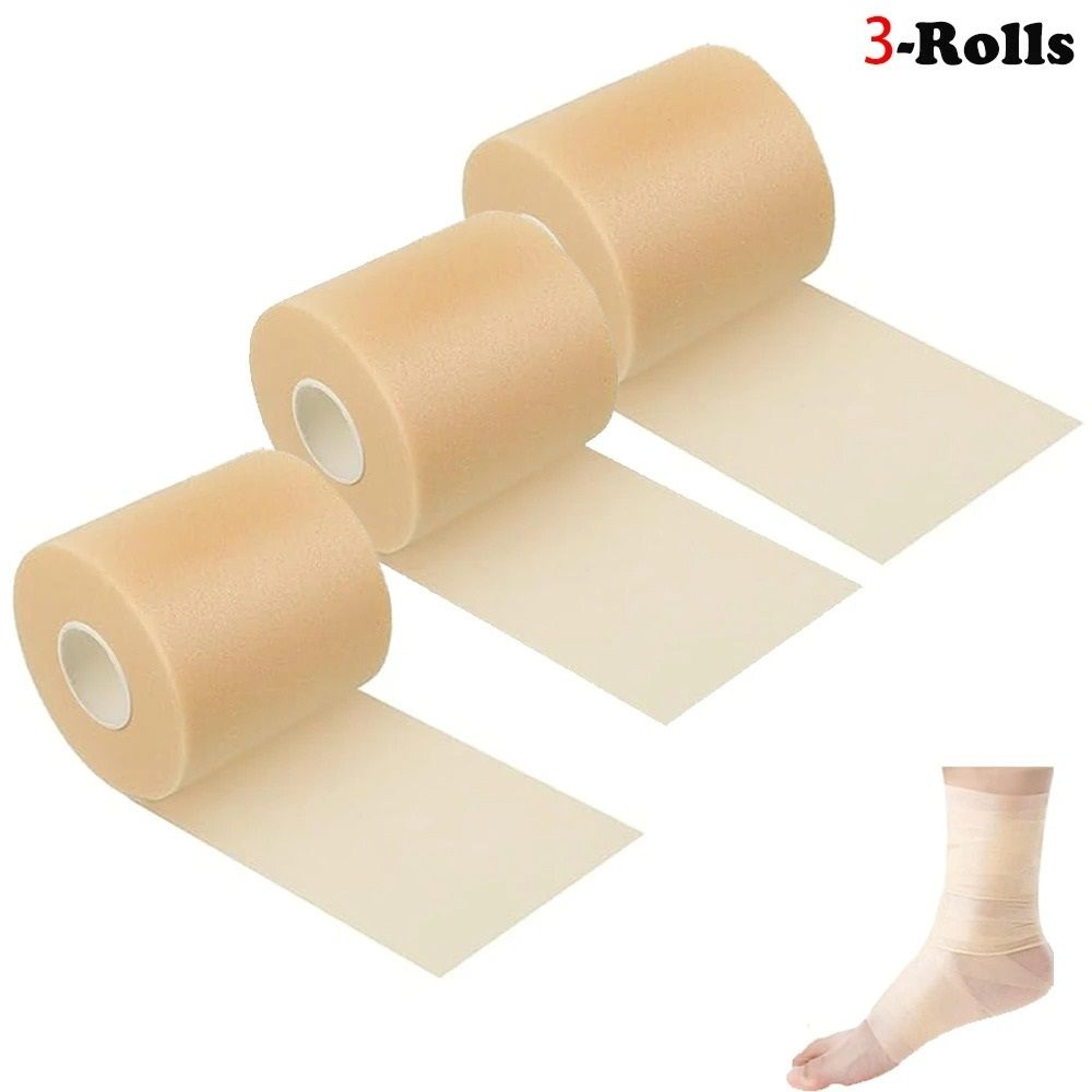 3-roll brown self-adhesive cohesive bandage wrap set for sports & first aid