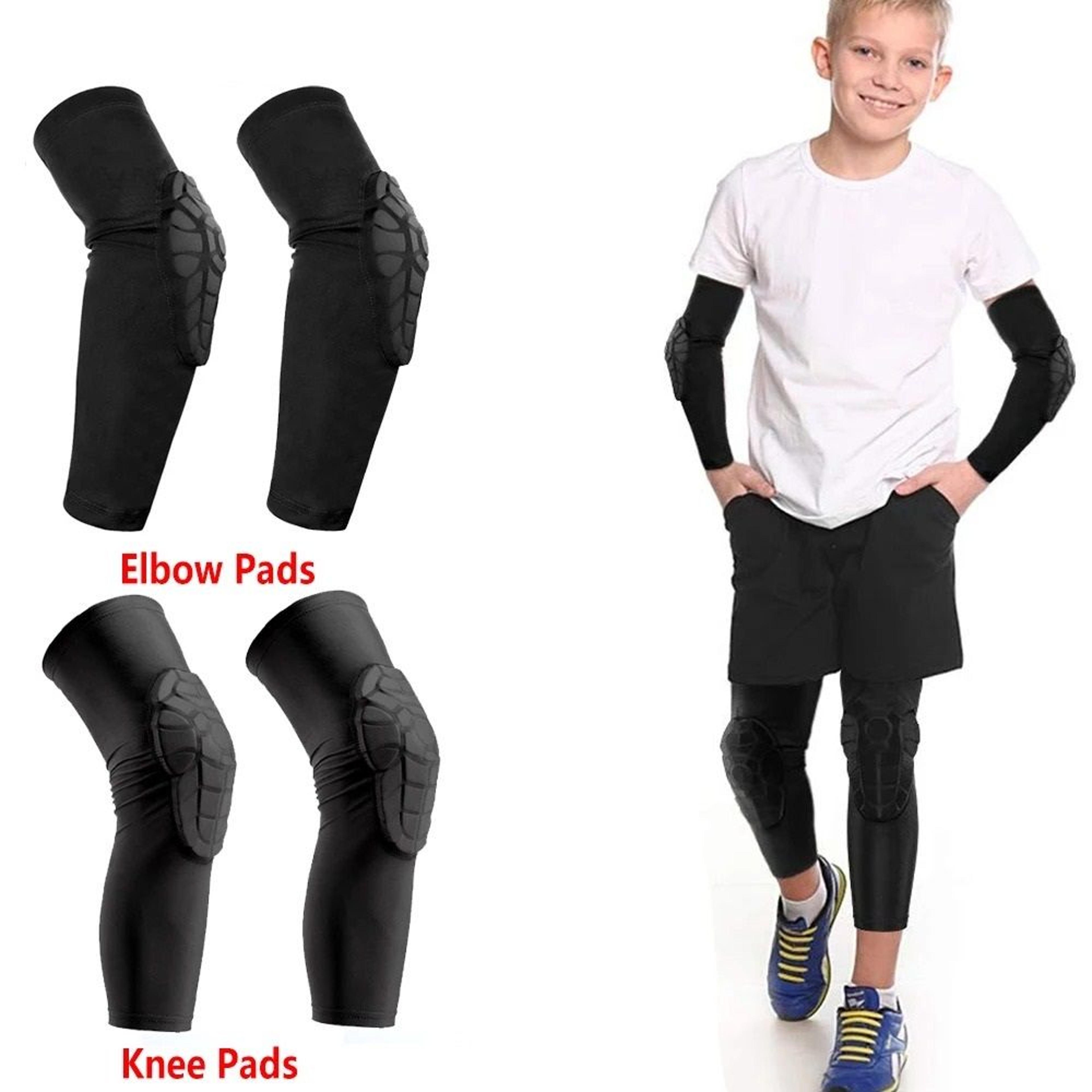 2 piece kids and youth sports honeycomb compression knee and elbow pad set