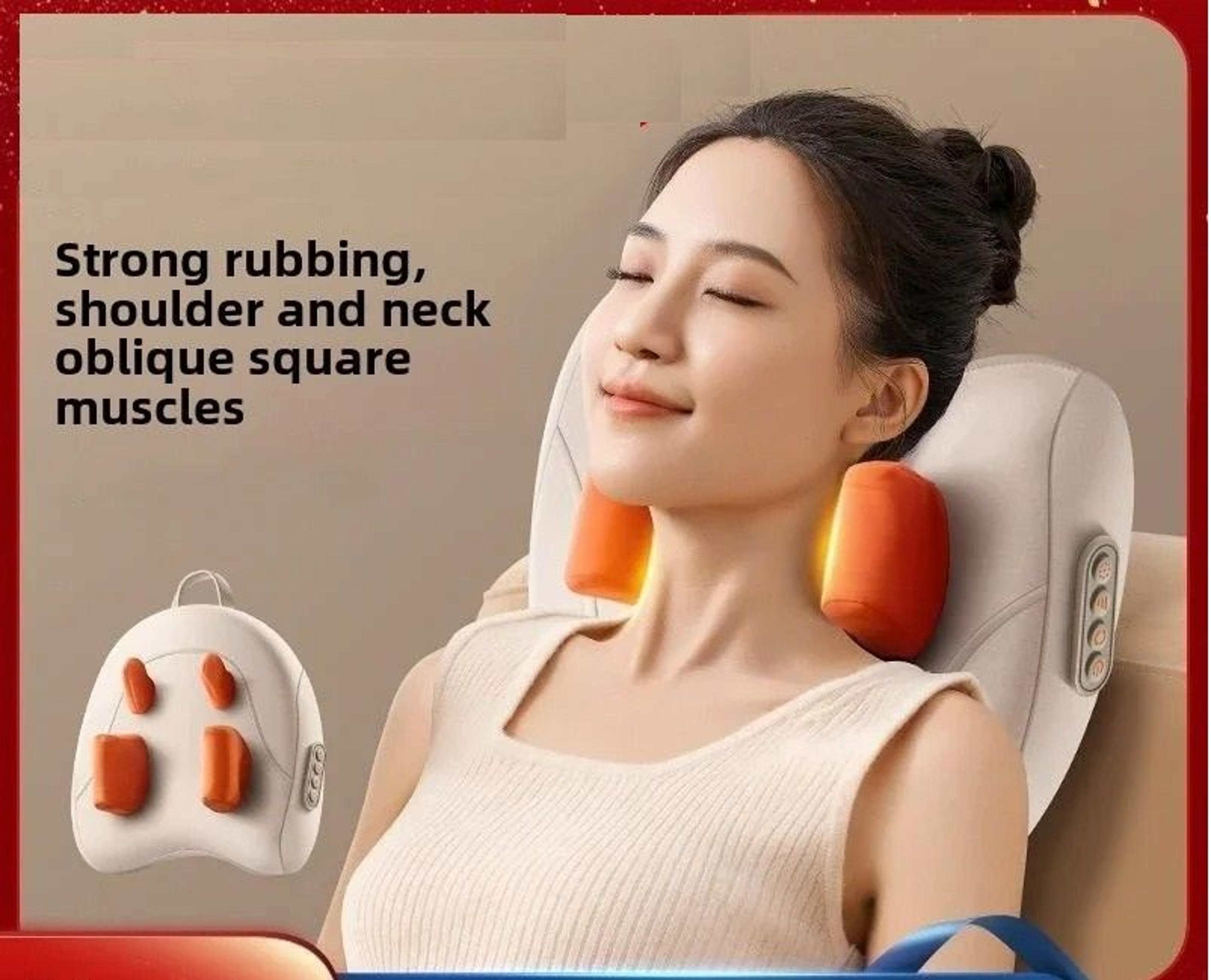 rechargeable trapezius electric massage pillow with heat for neck, back, and legs