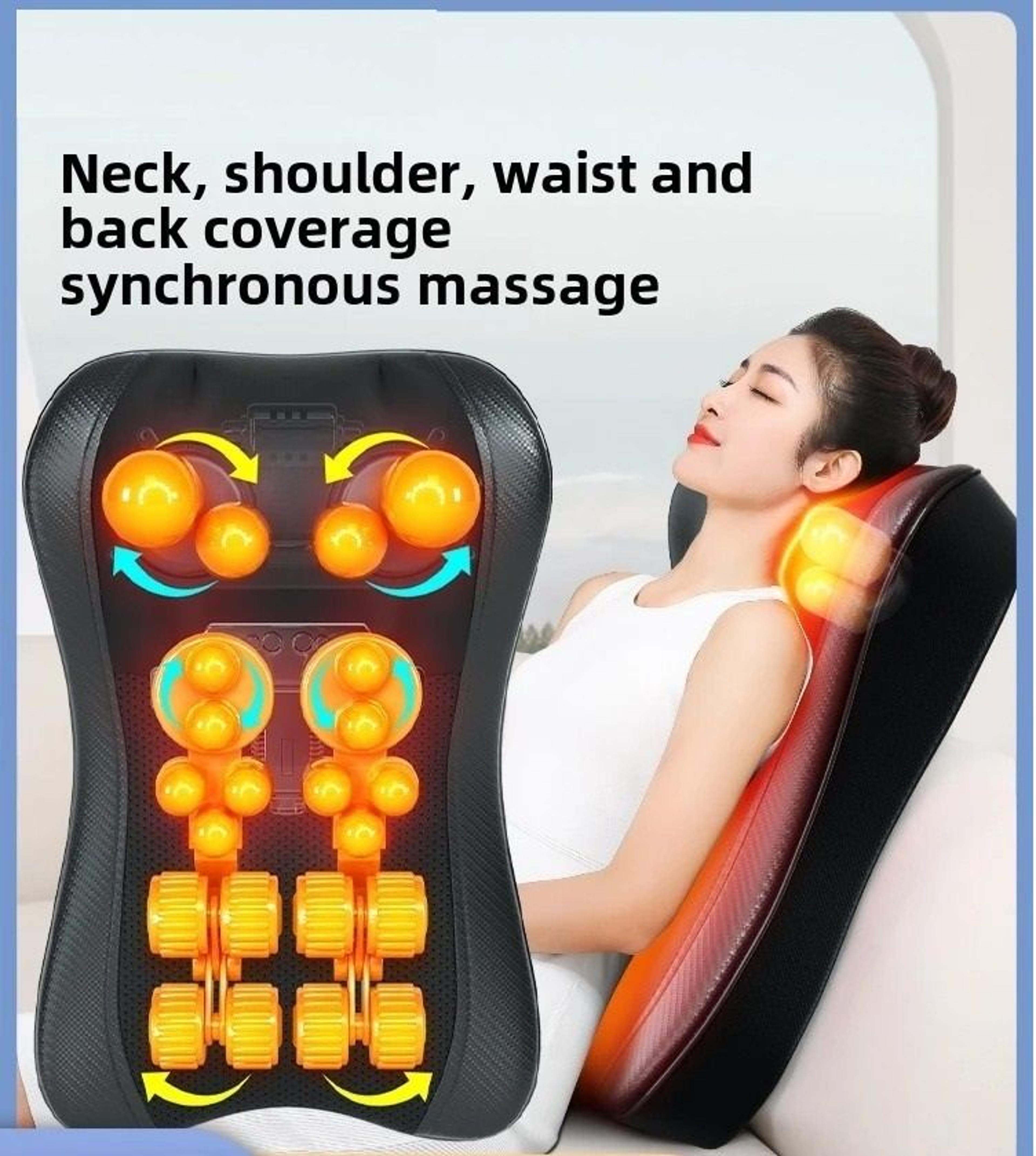 deep tissue shiatsu neck and back massage pillow with heat for shoulder muscle relaxation