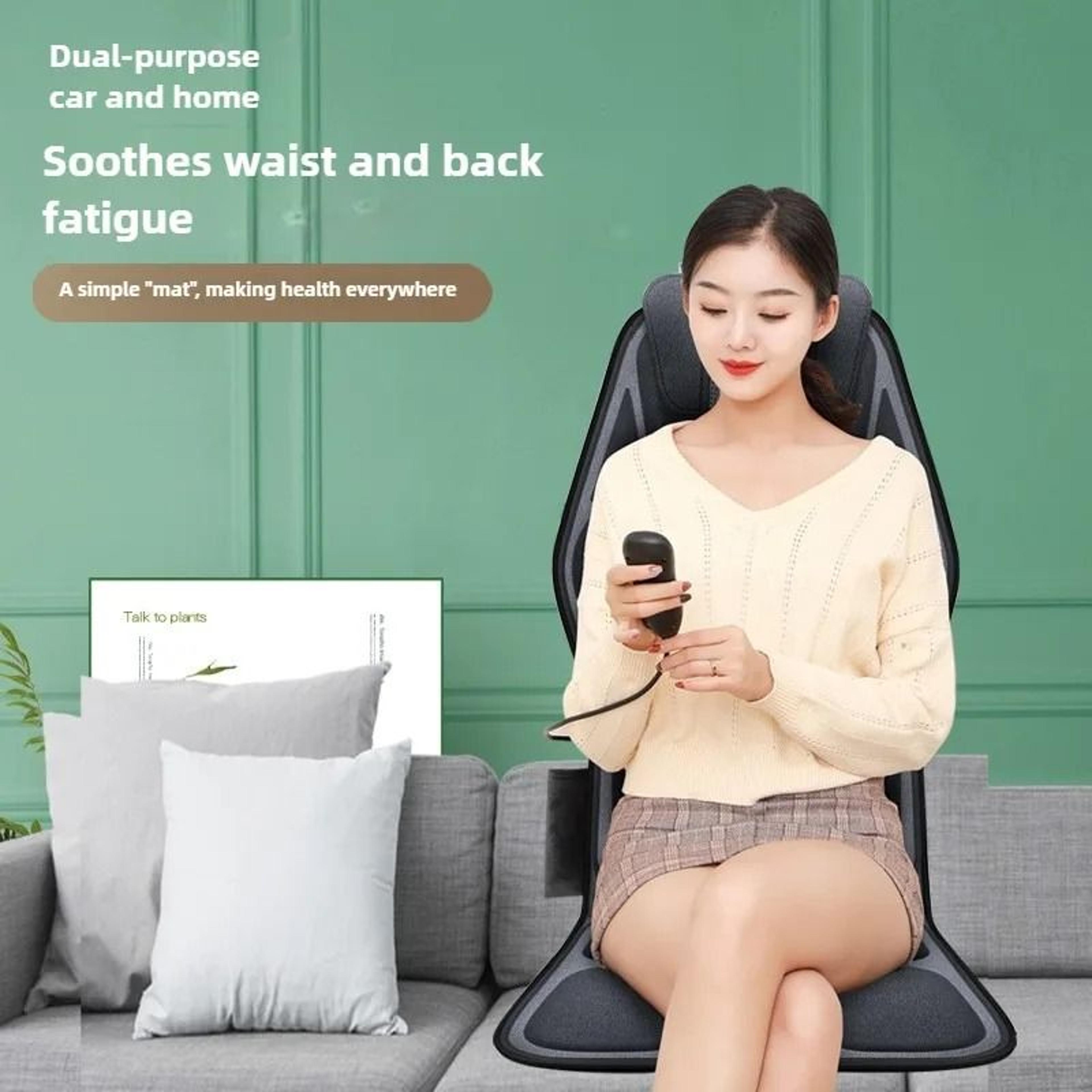 heated massage seat cushion with adjustable lumbar airbag for home and office