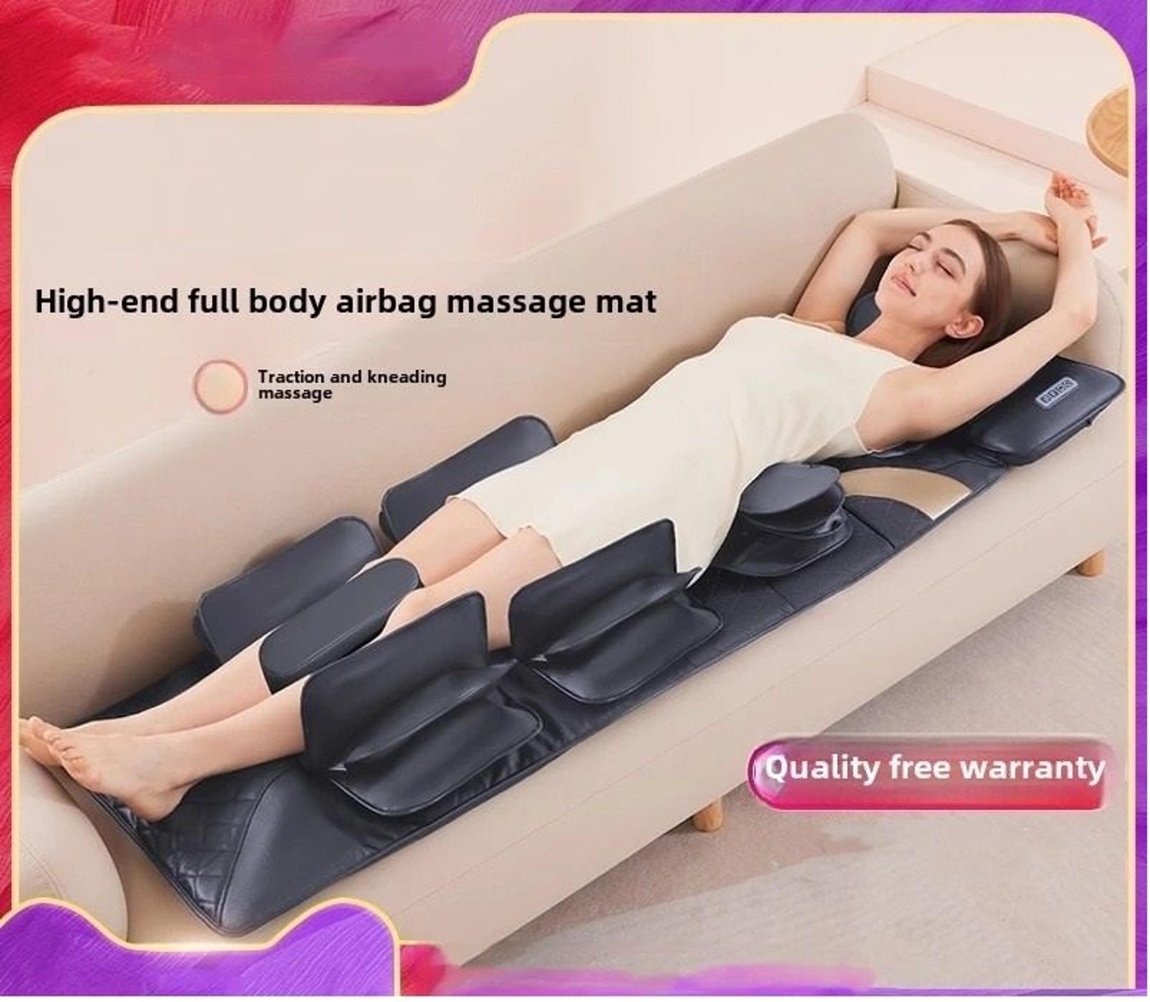 full body heated massage mattress with large area airbag traction, vibration, and neck massager
