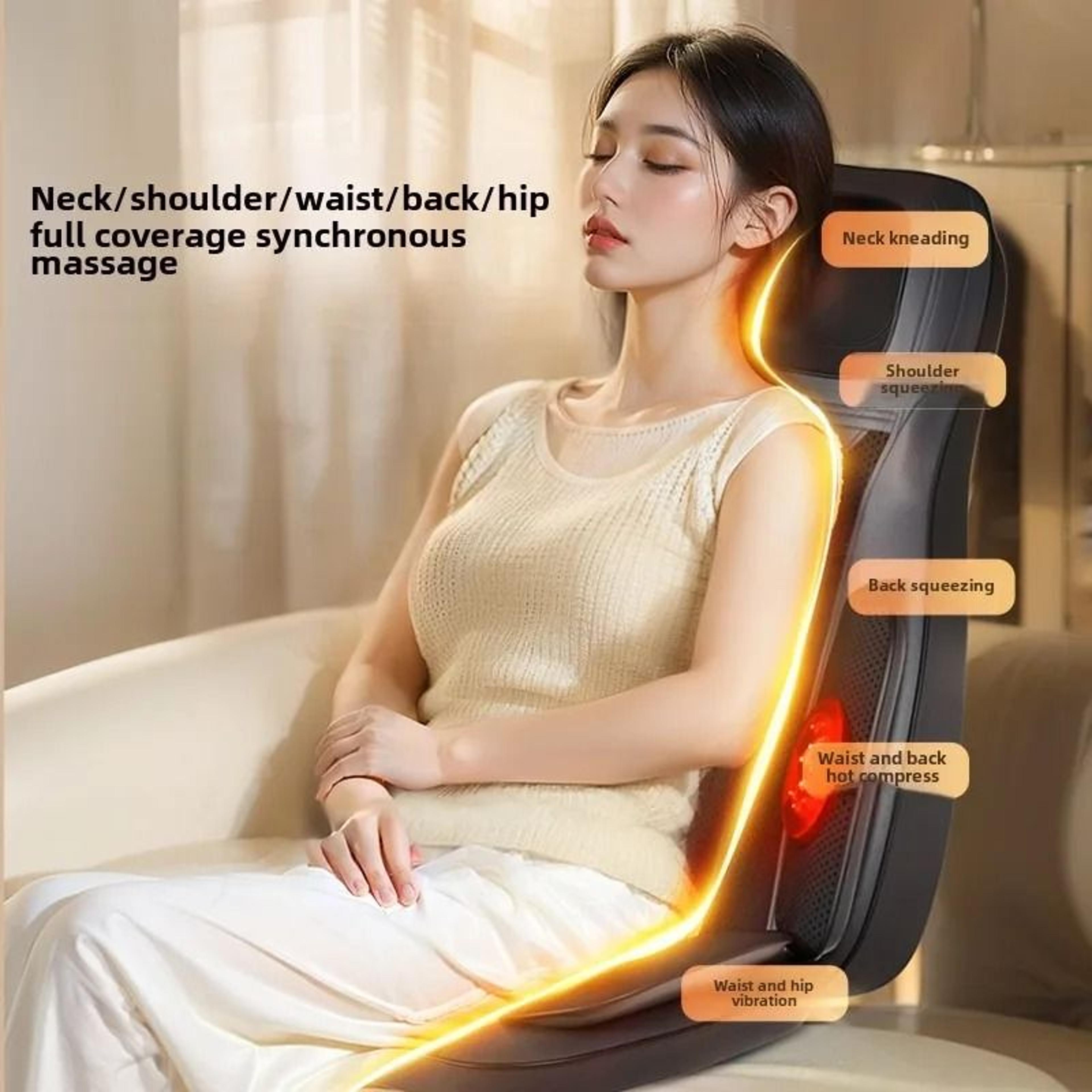 full body massage seat cushion with thermal heat, kneading, and vibration for chair