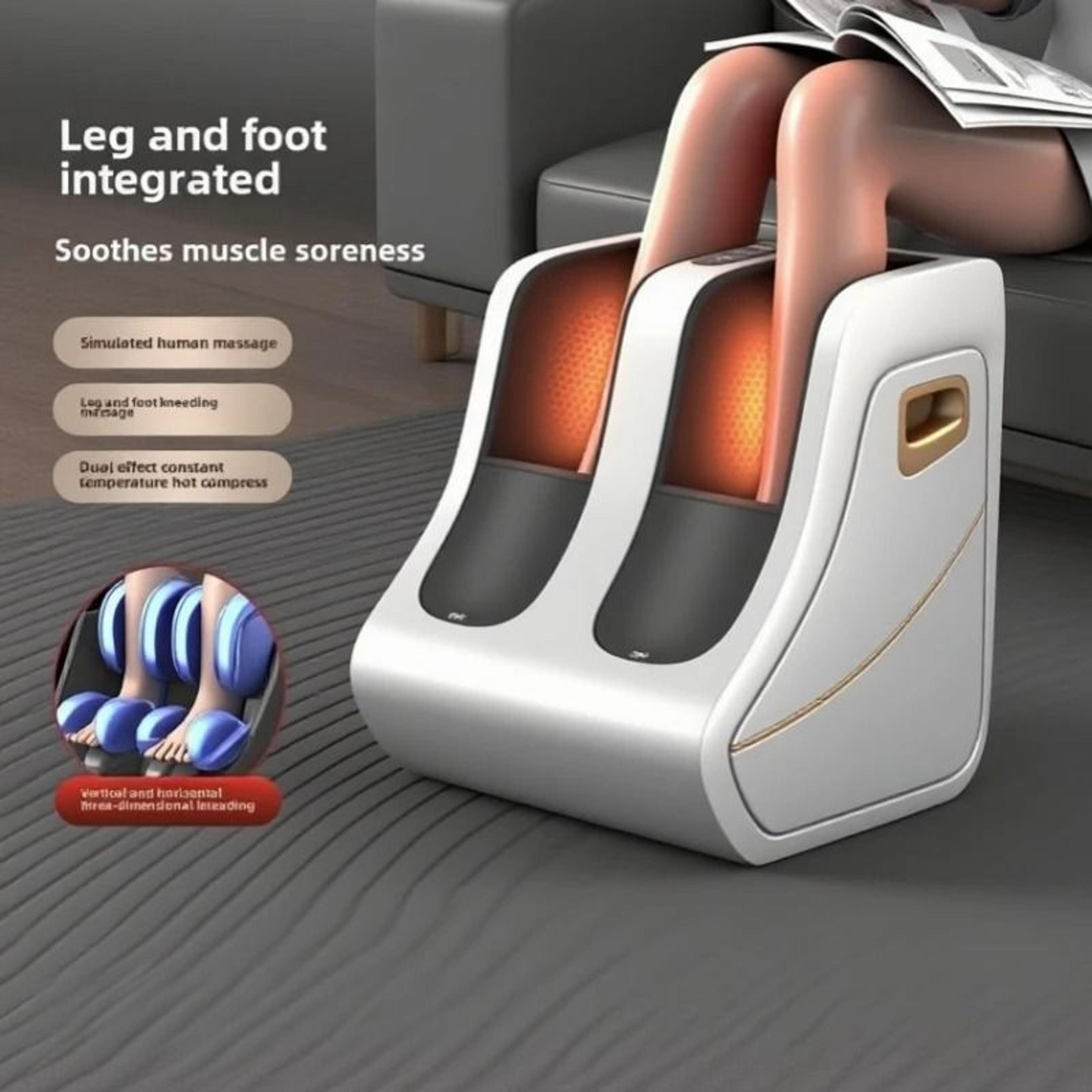 electric foot and calf massager with thermal heat, shiatsu kneading, and air compression