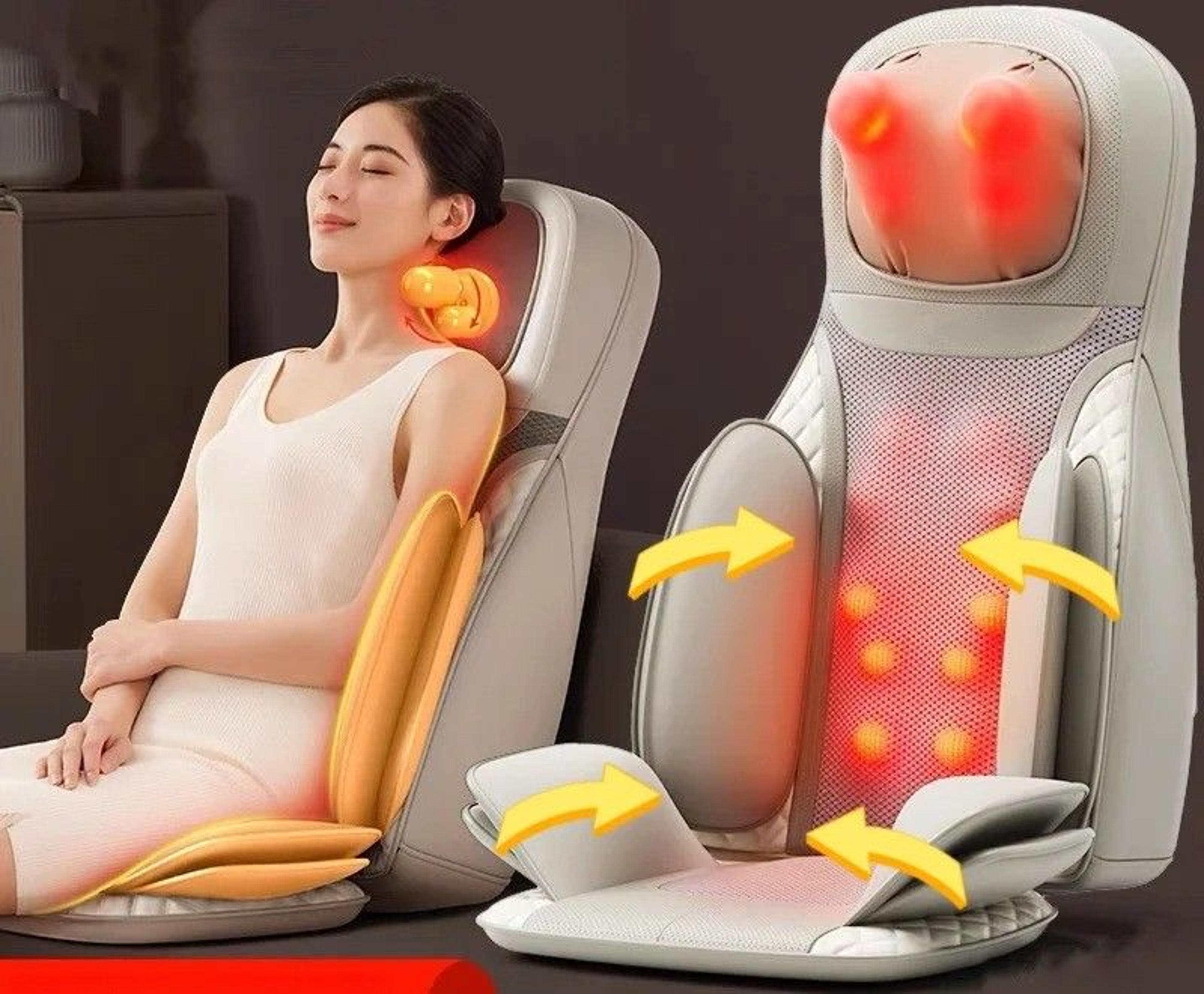 3d body balance chair type massager with heated cervical spine and lumbar cushion