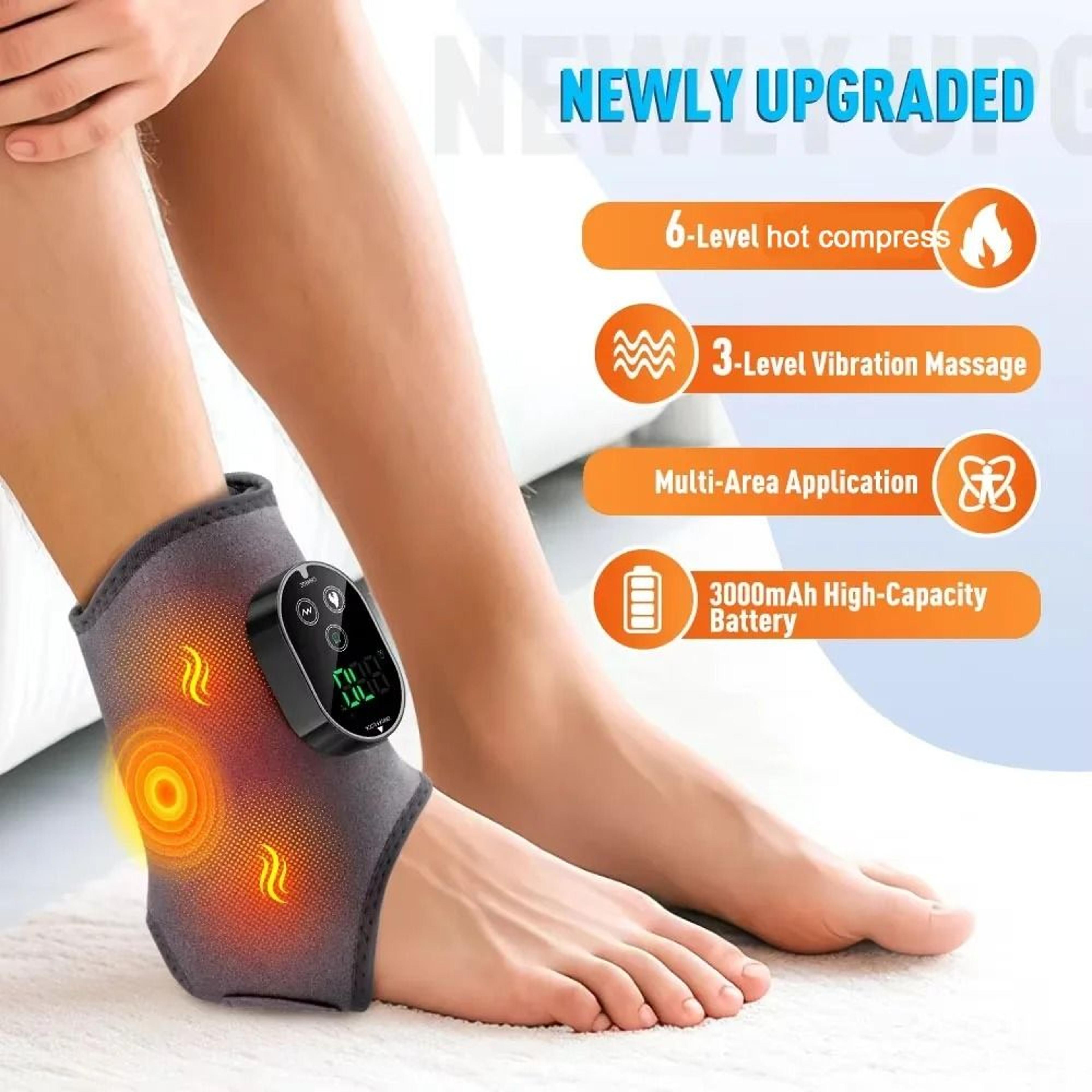 heated vibration ankle foot massager pad with 3 speed levels and adjustable strap