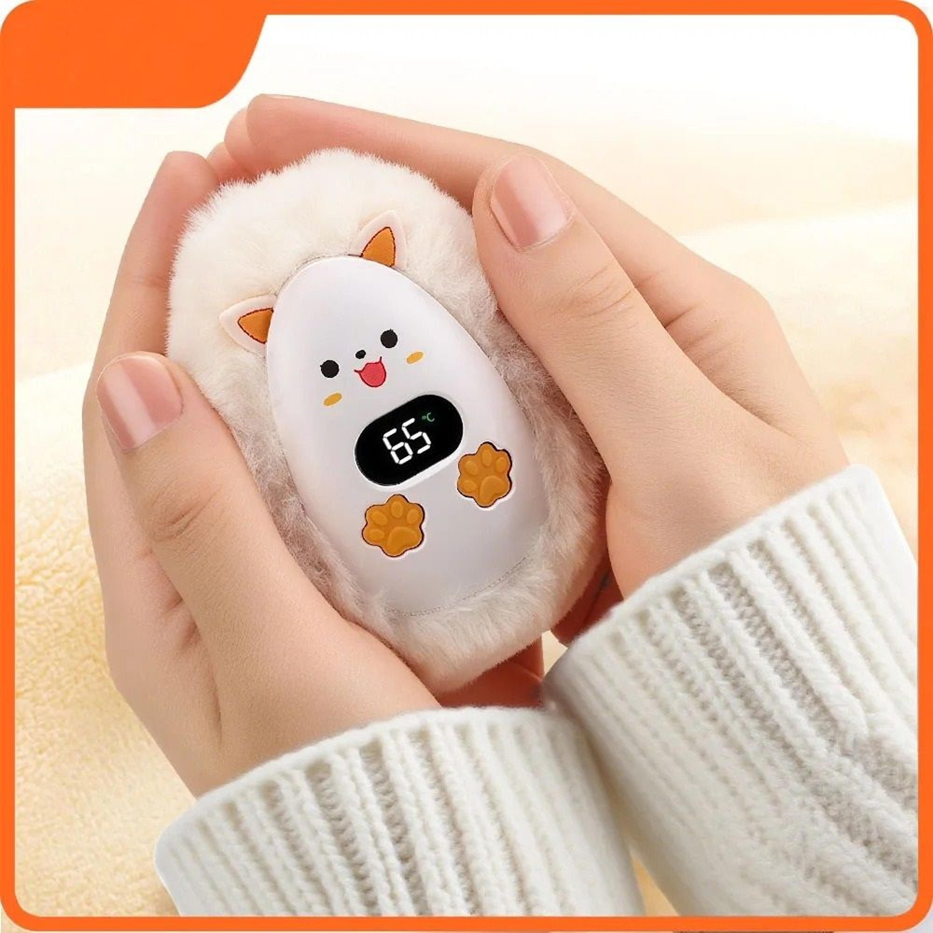 cute fox mini portable plush hand warmer with 3 heat levels and long-lasting battery (available in 1, 2, or 3-piece pack