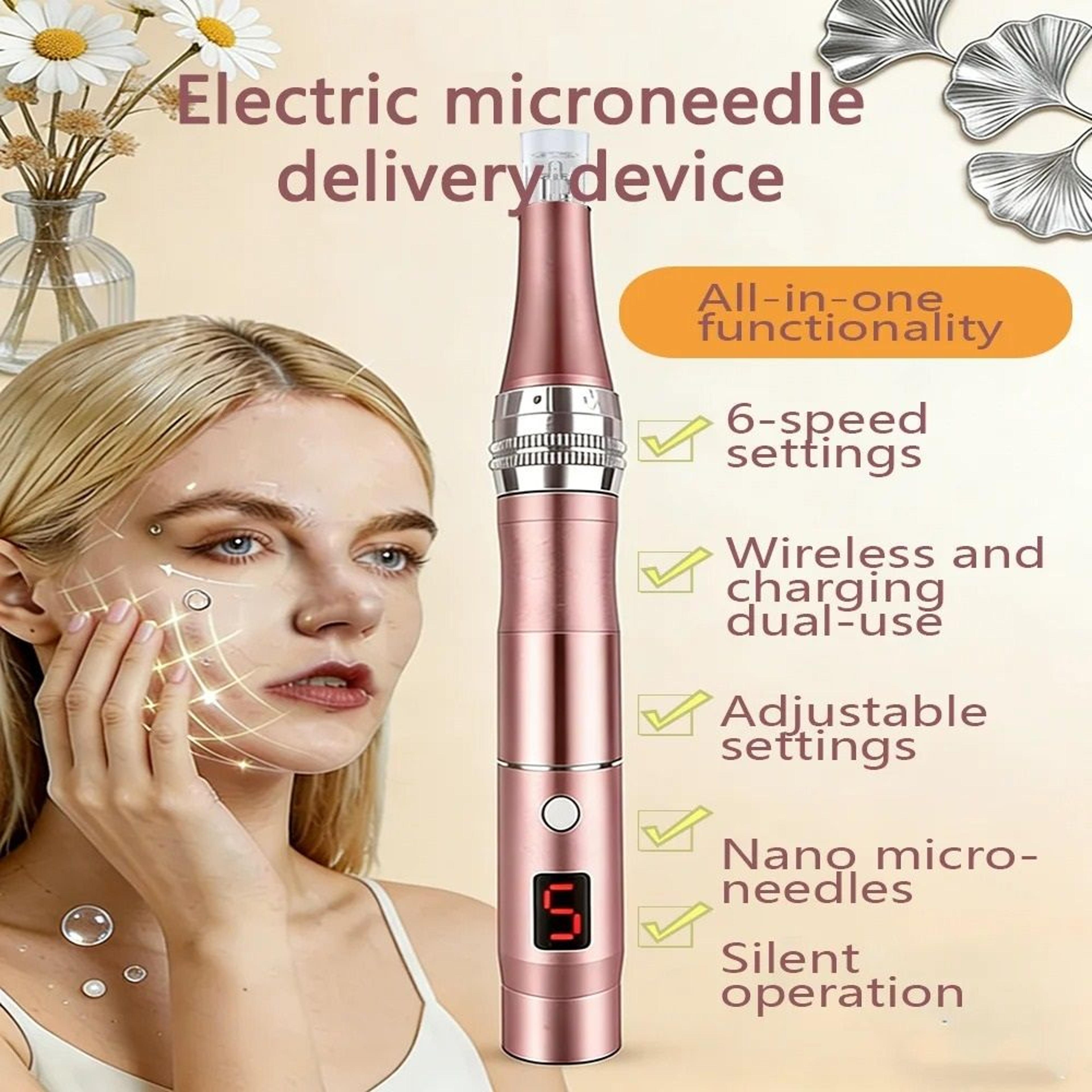 rechargeable portable electric facial massager lightweight with 4 replacement heads for face and neck skin care