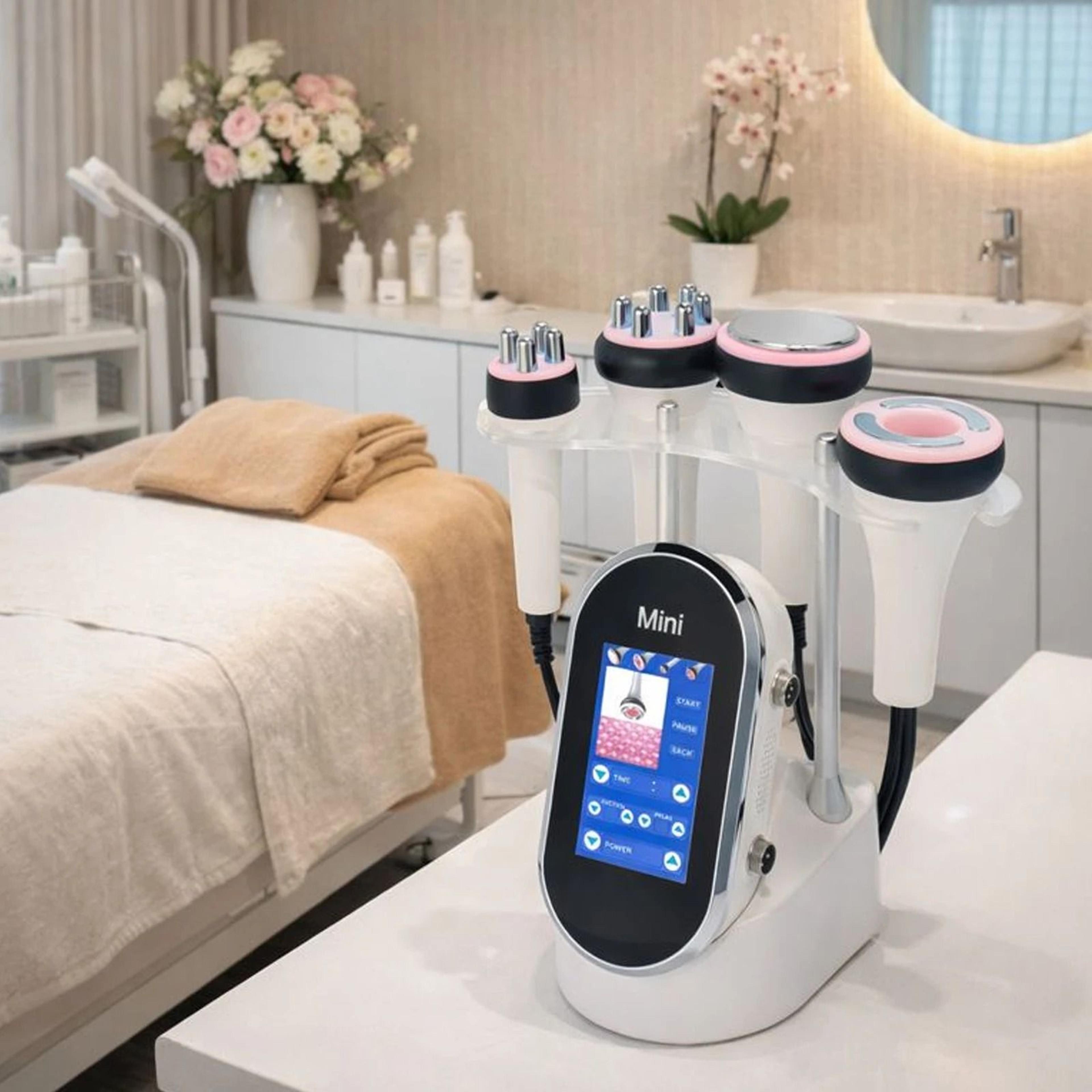 4-in-1 40k ultrasonic cavitation beauty machine for body contouring, skin tightening, and home spa care