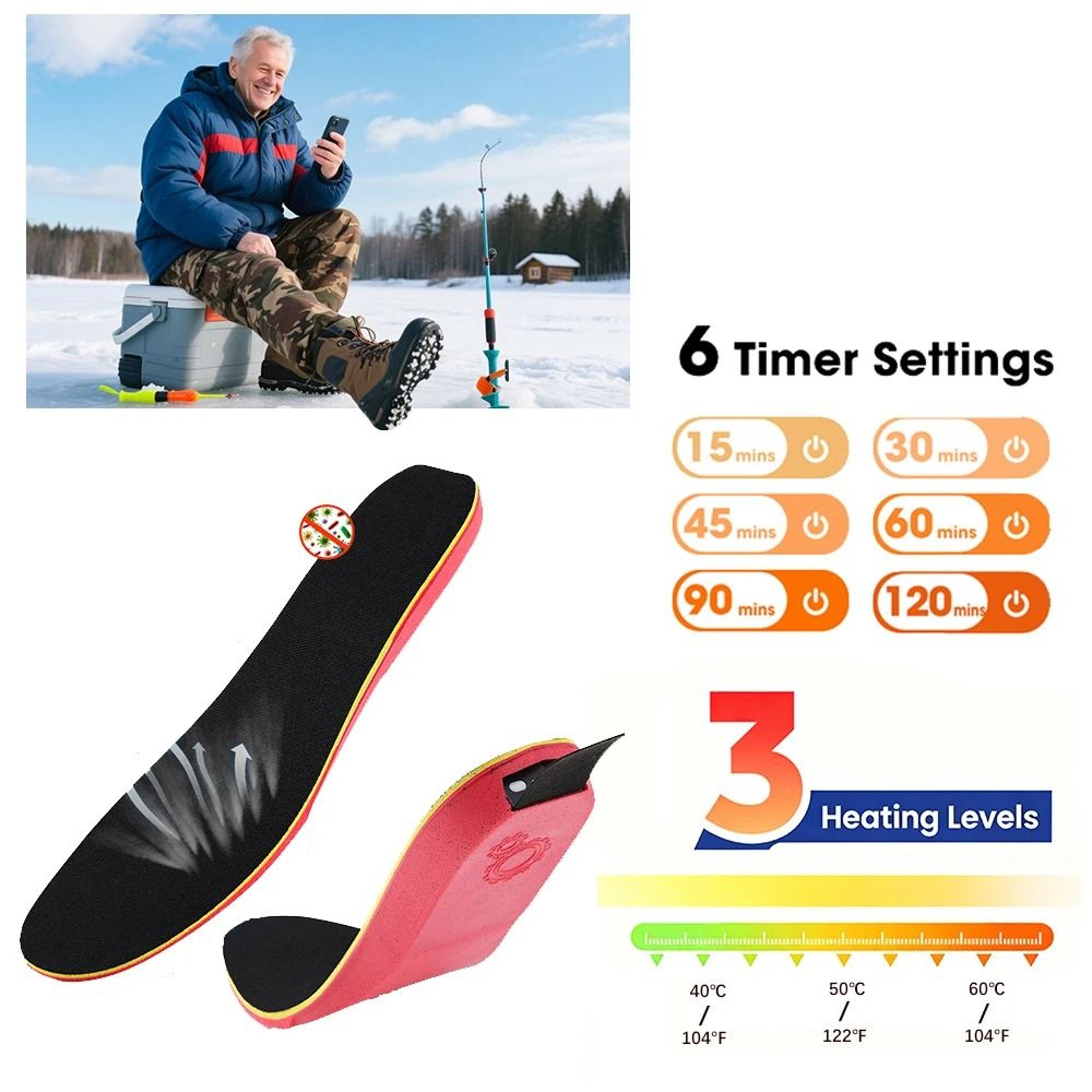 smart app and remote control heated insoles wireless breathable outdoor foot warmer