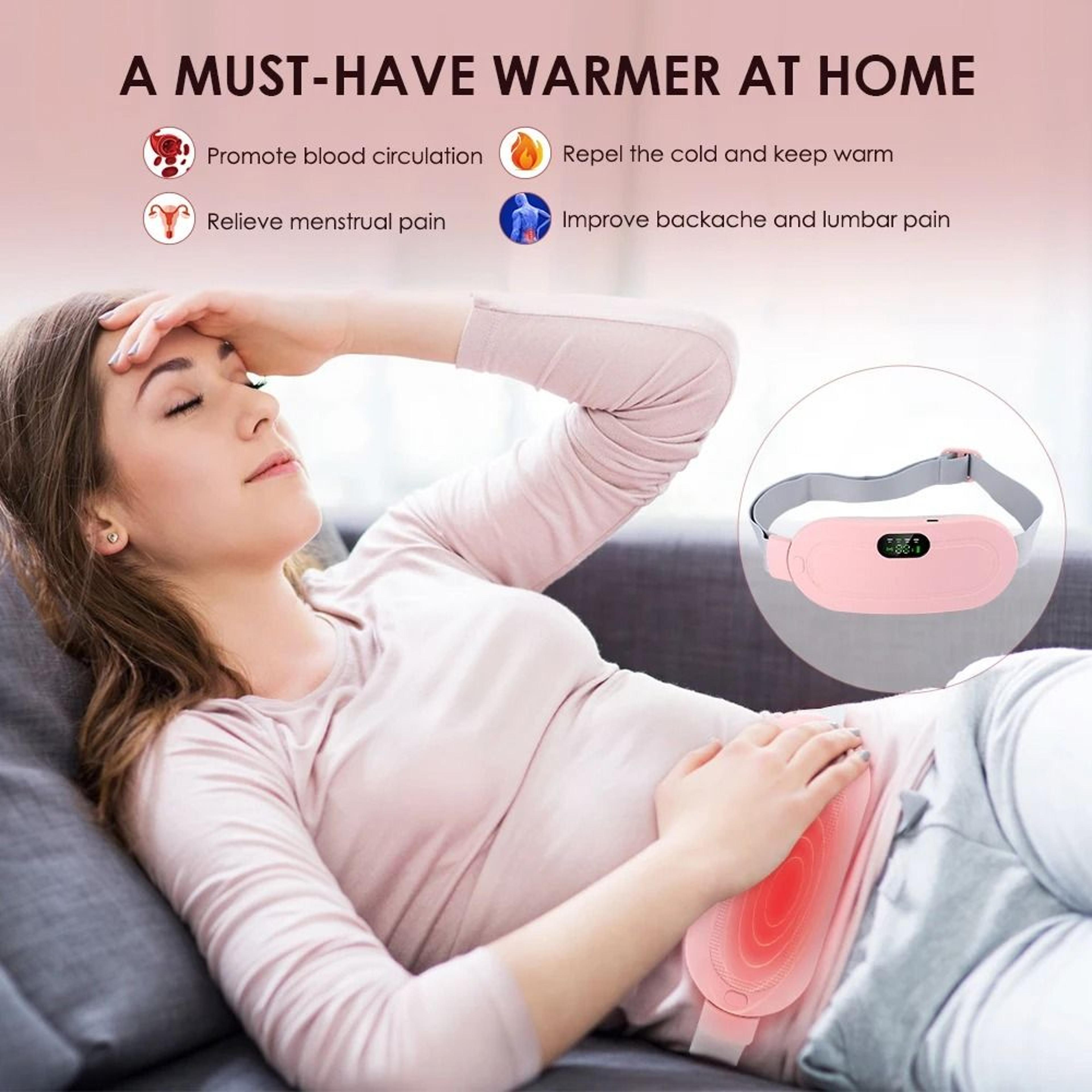 electric menstrual heating pad period cramp massager belt usb rechargeable abdominal warmer