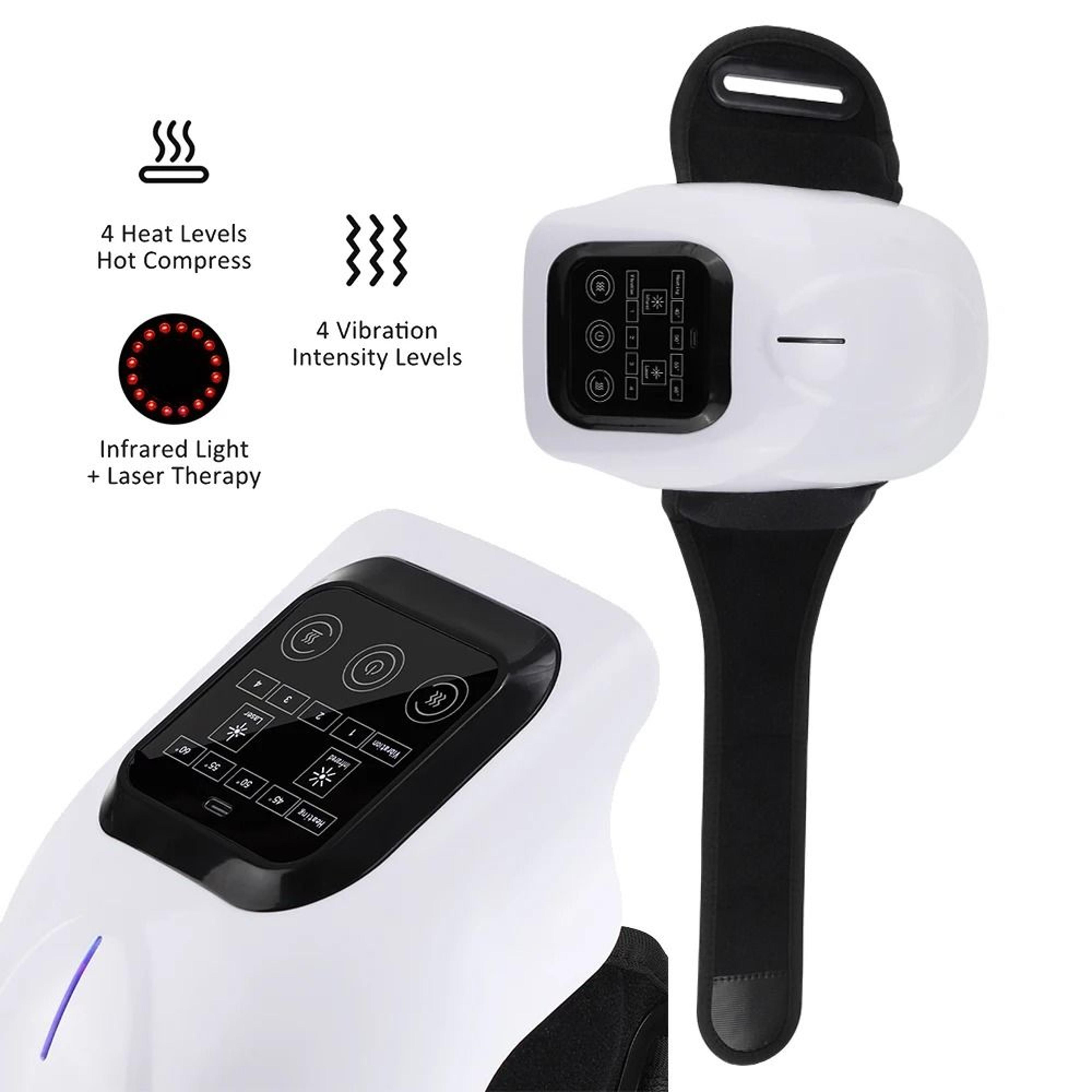cordless knee massager with infrared heat and vibration support brace for joints