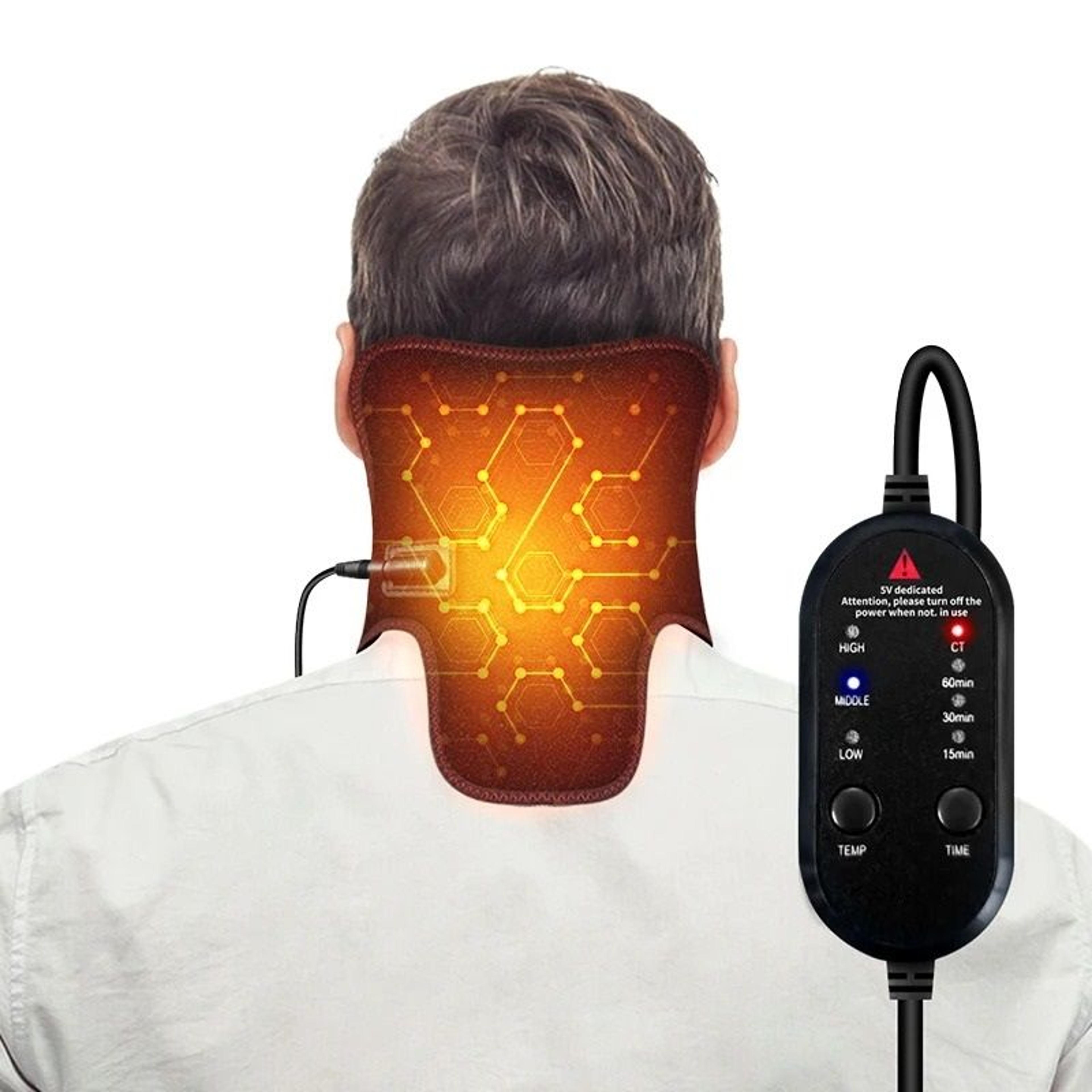 electric heated neck brace massager belt – 3 adjustable temperature levels & soothing vibration support wrap for stiffne