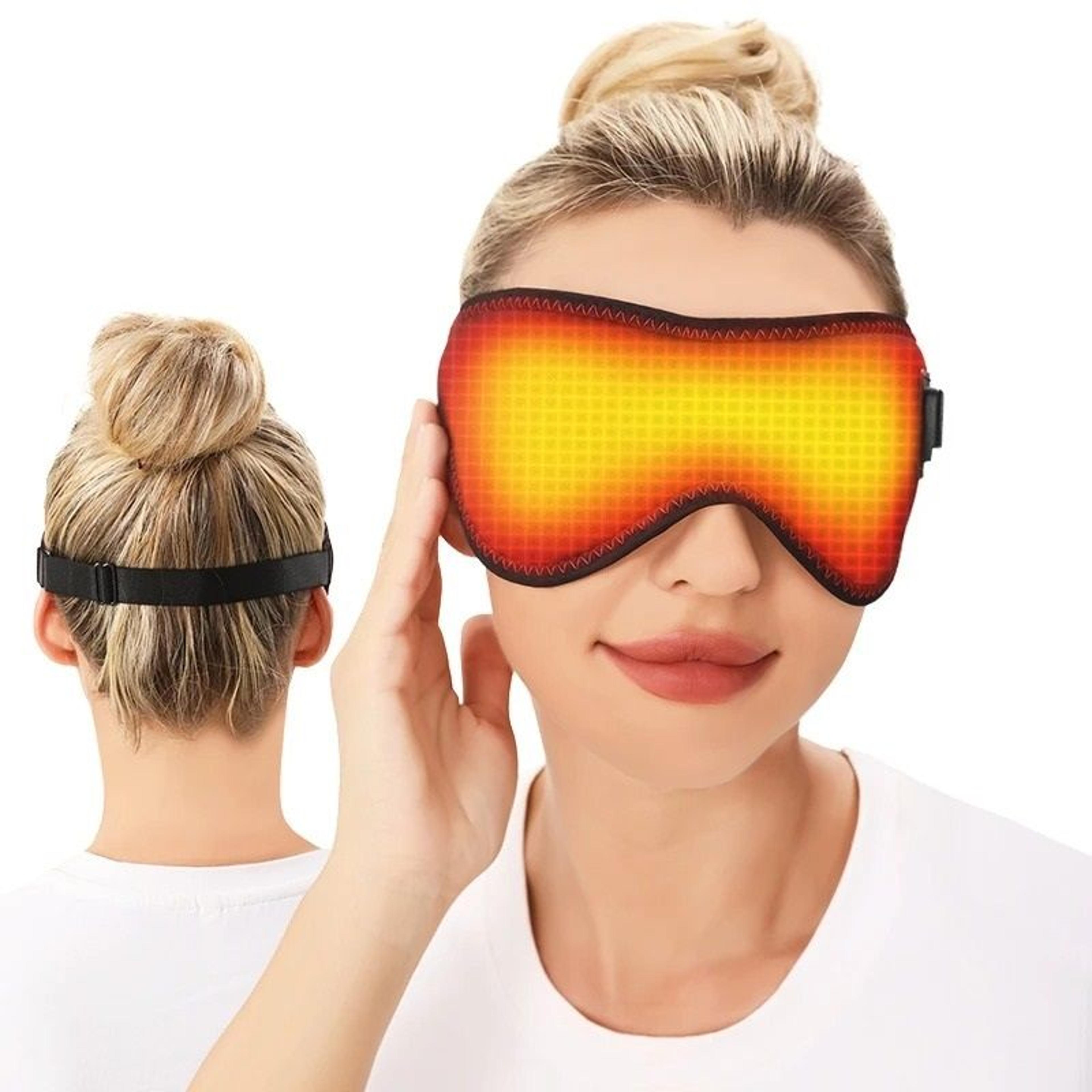 heating massage eye mask – 3 temperature levels electric hot compress pad wrap for dry eyes relief & improved sleep