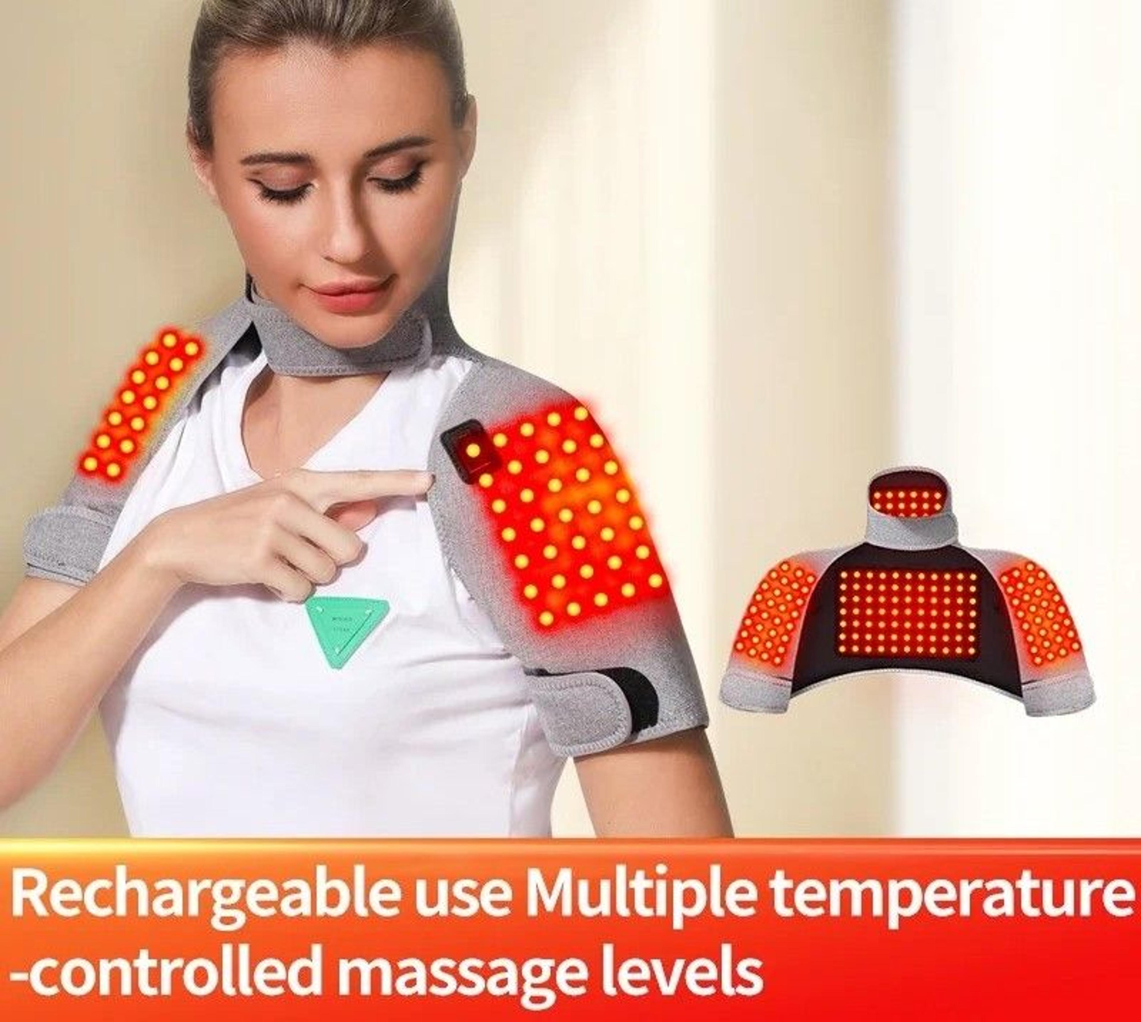 red light heating massage shawl – 3-gear heat & vibration levels neck, shoulder & upper back pad for deep muscle relaxat
