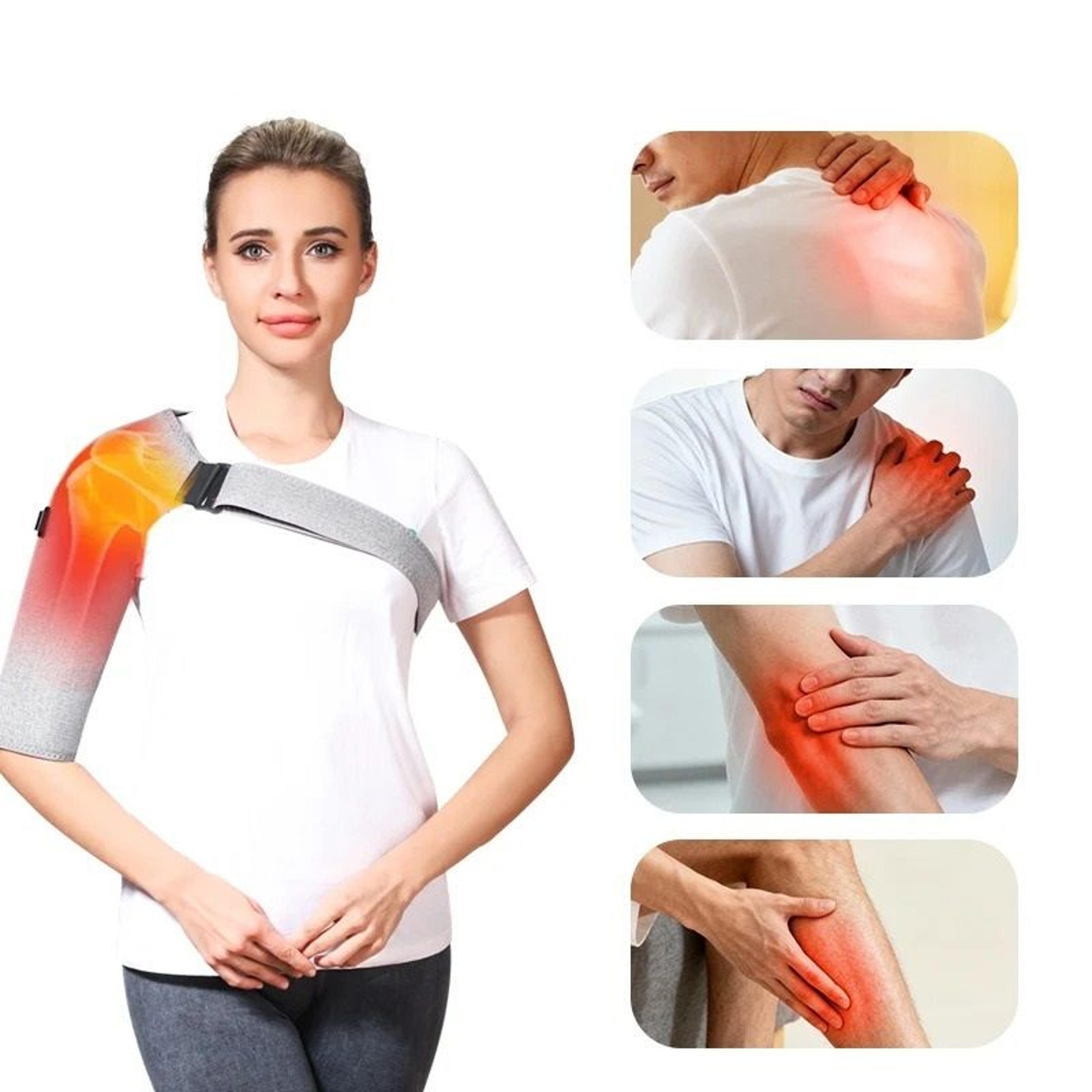 red light heating massage shoulder support brace – 3-speed vibration & thermal compress belt for muscle relaxation & joi