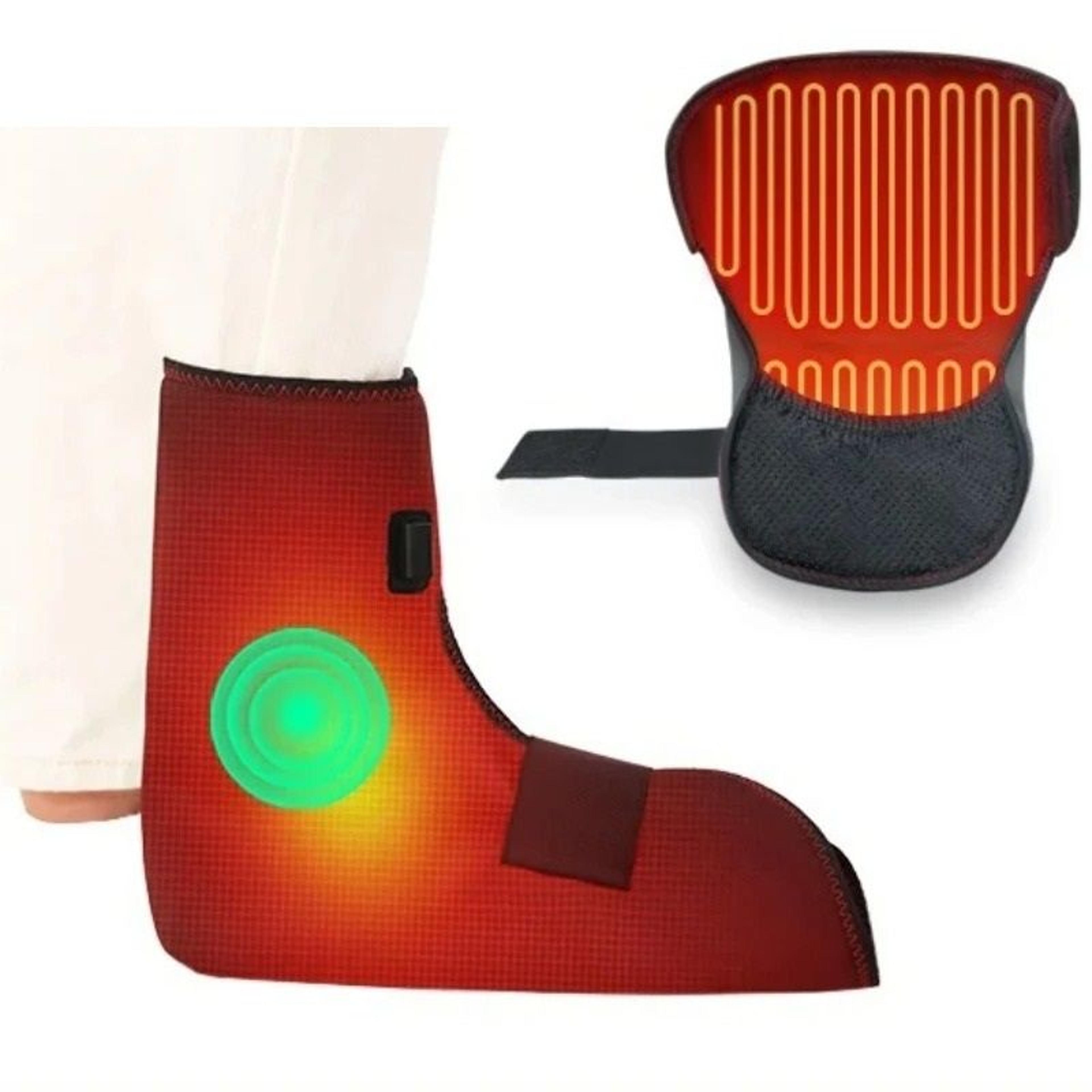 electric heated foot wrap – deep-penetrating heating pad with vibration massager for foot, ankle & heel relief