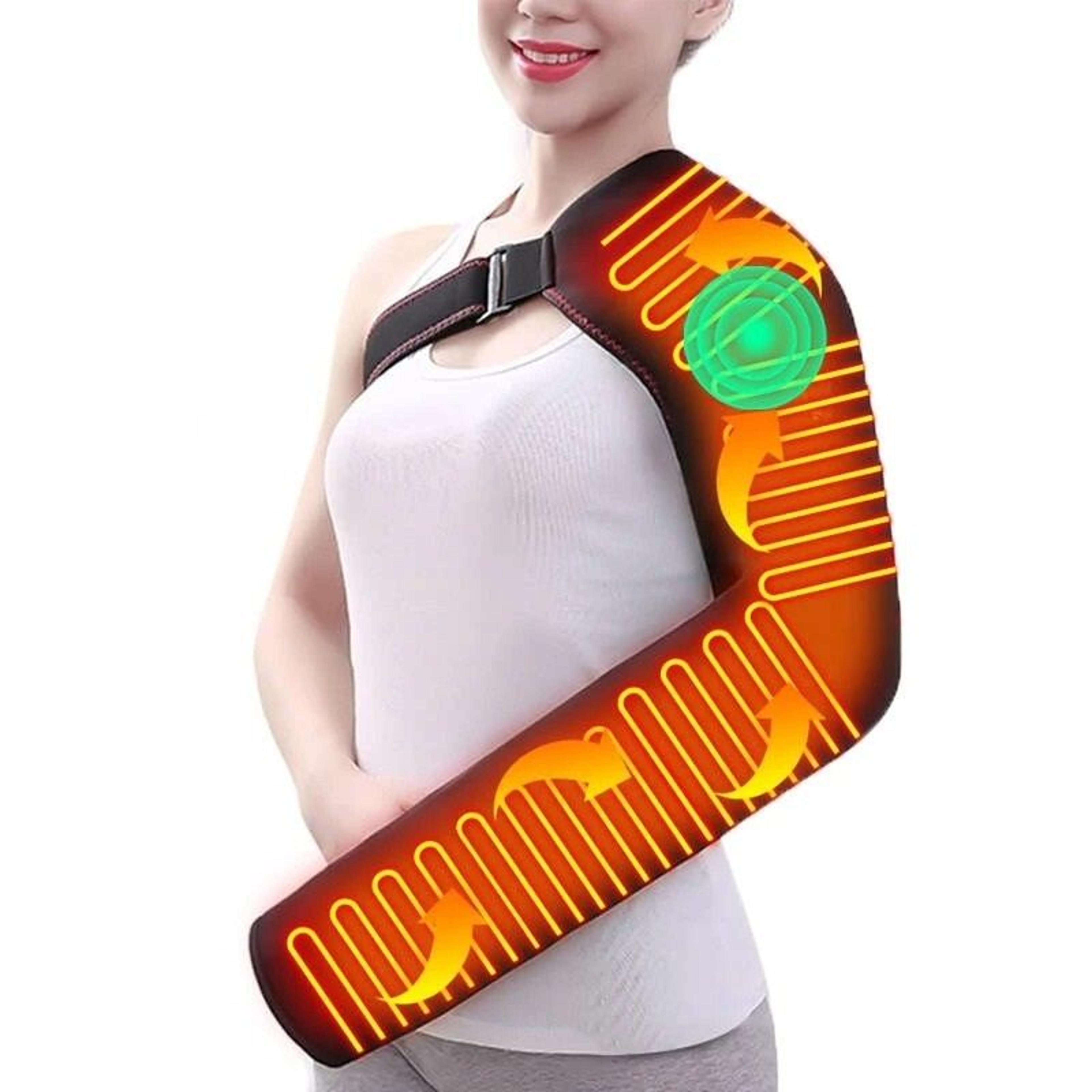 long arm heating massage support brace – electric heated wrap with vibration massager for shoulder, arm, elbow, wrist &
