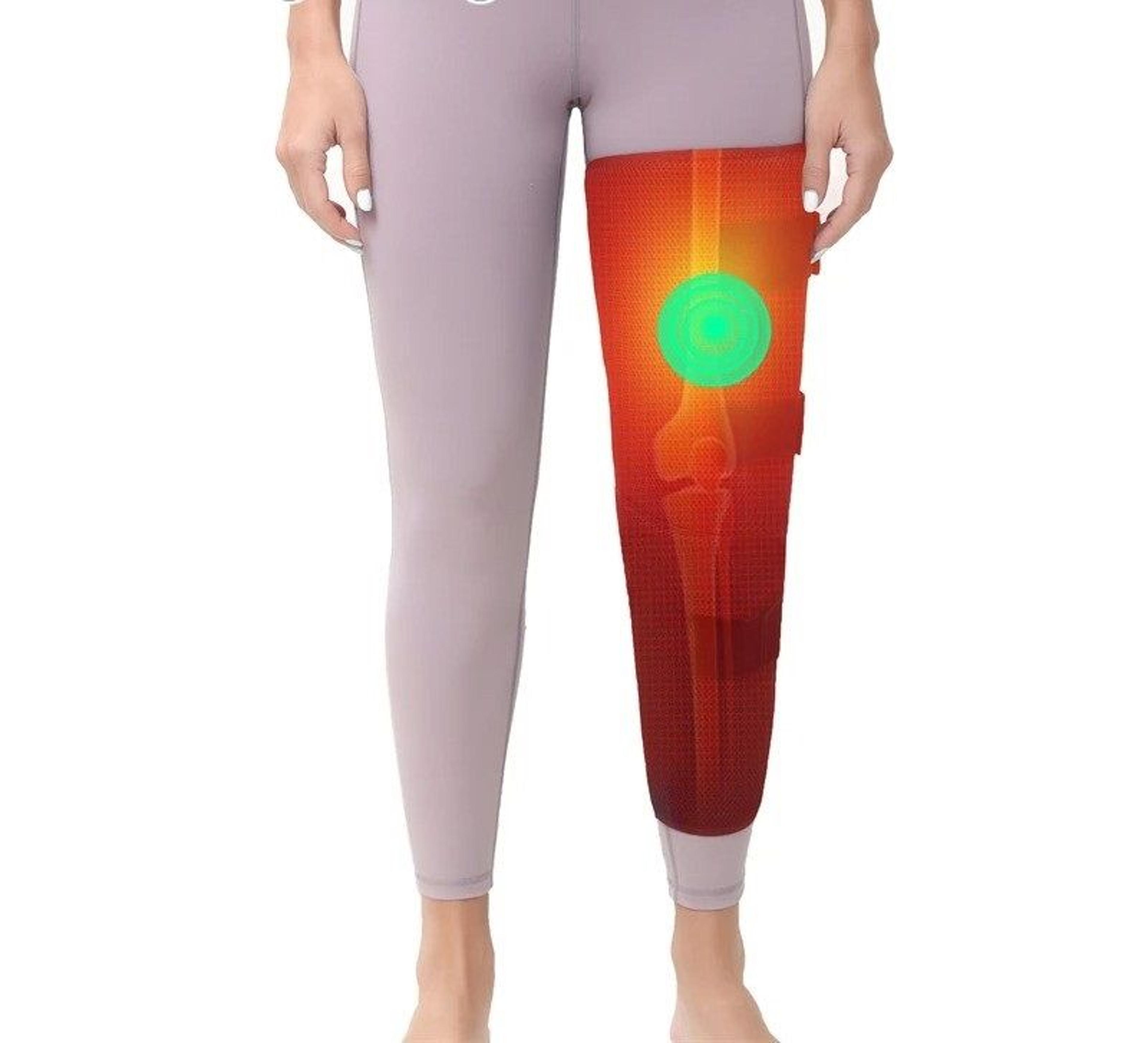 leg heating pad with vibration massager – long heated thigh, knee & calf warmer wrap for pain relief & sports injury rec
