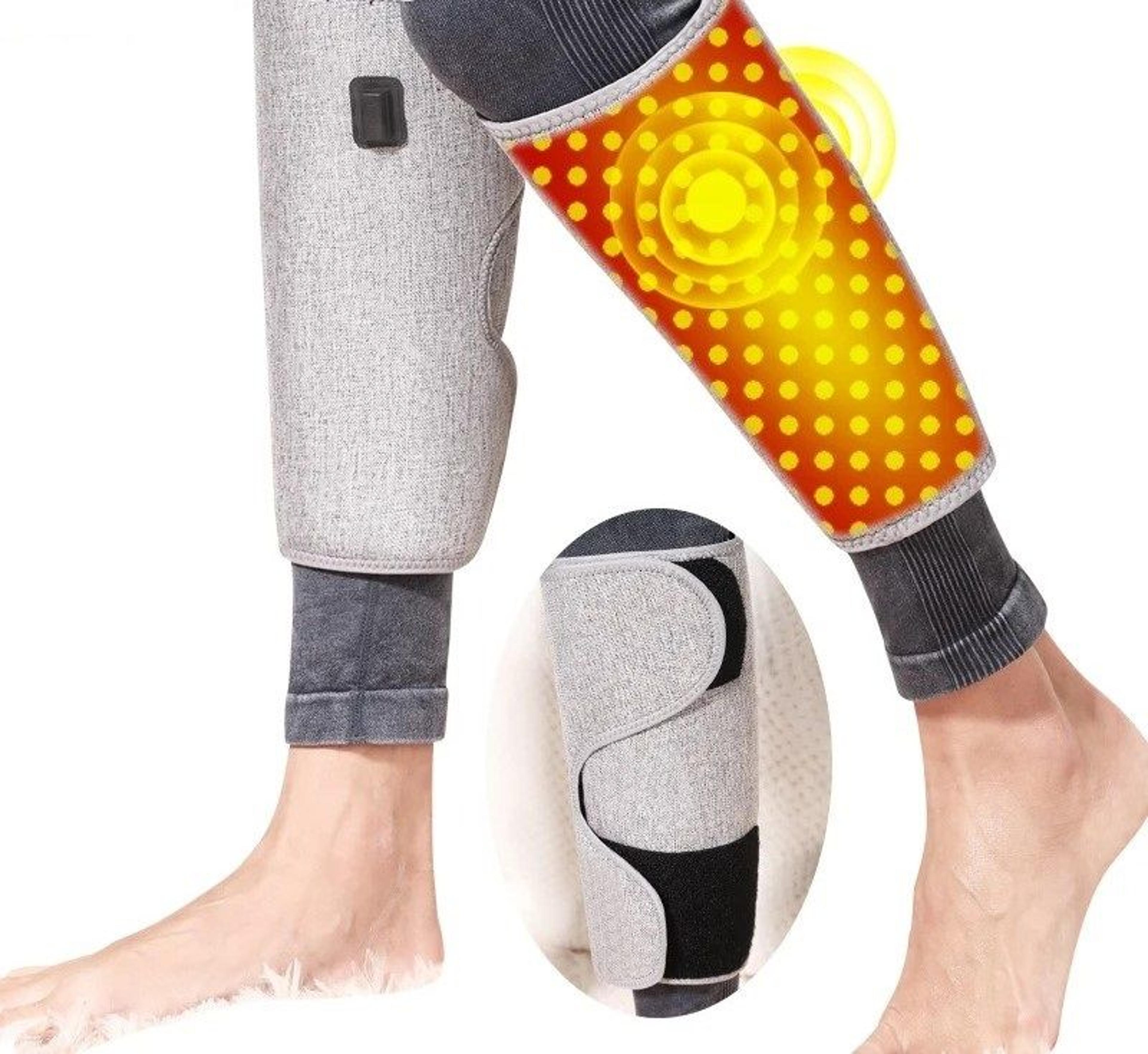 red light electric heating calf support brace – 3-speed vibration massager & thermal leg wrap for muscle relaxation & fa