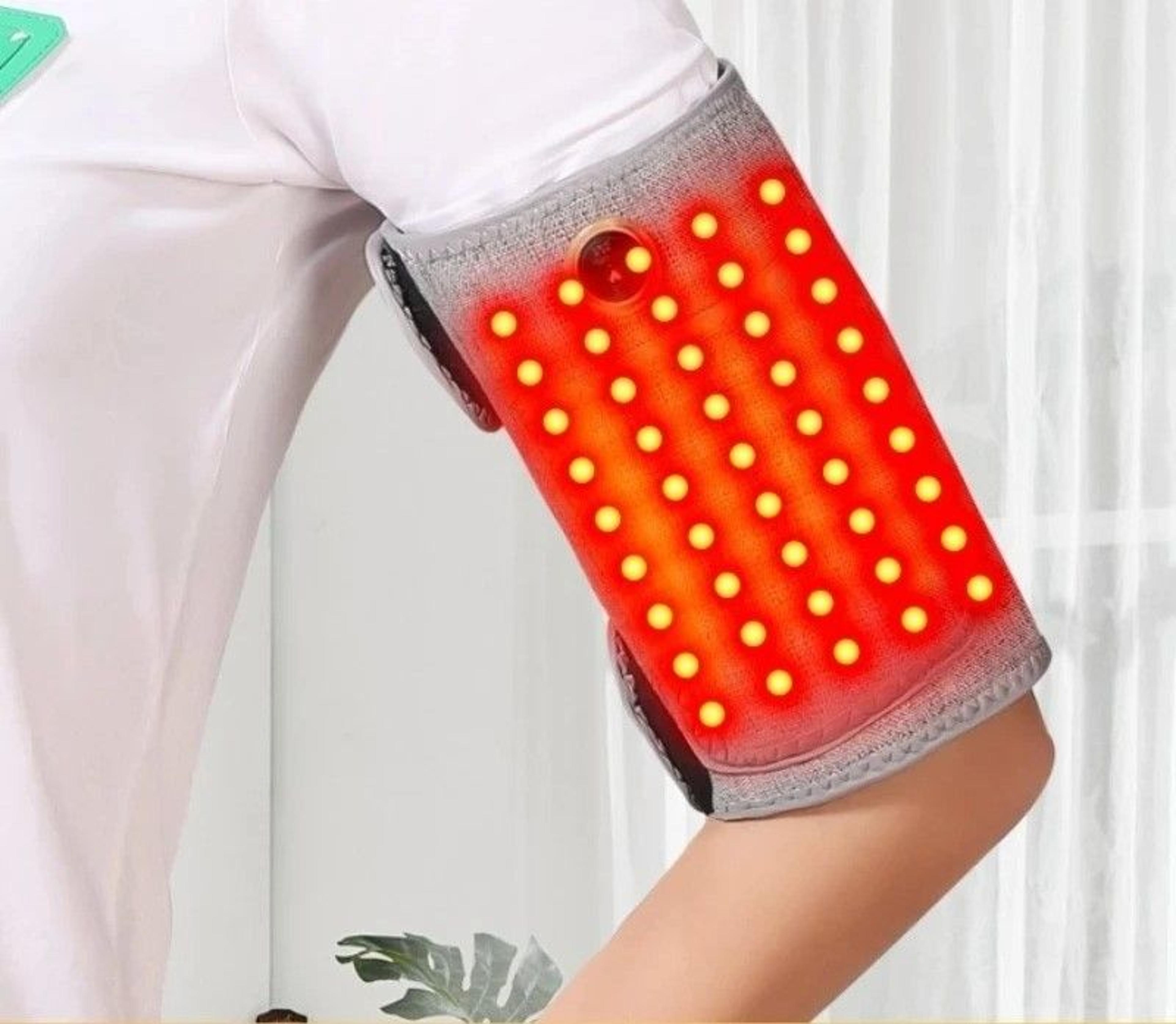 red light heated arm wrap with vibration massager – electric thermal compression sleeve for joint, muscle & bicep relief