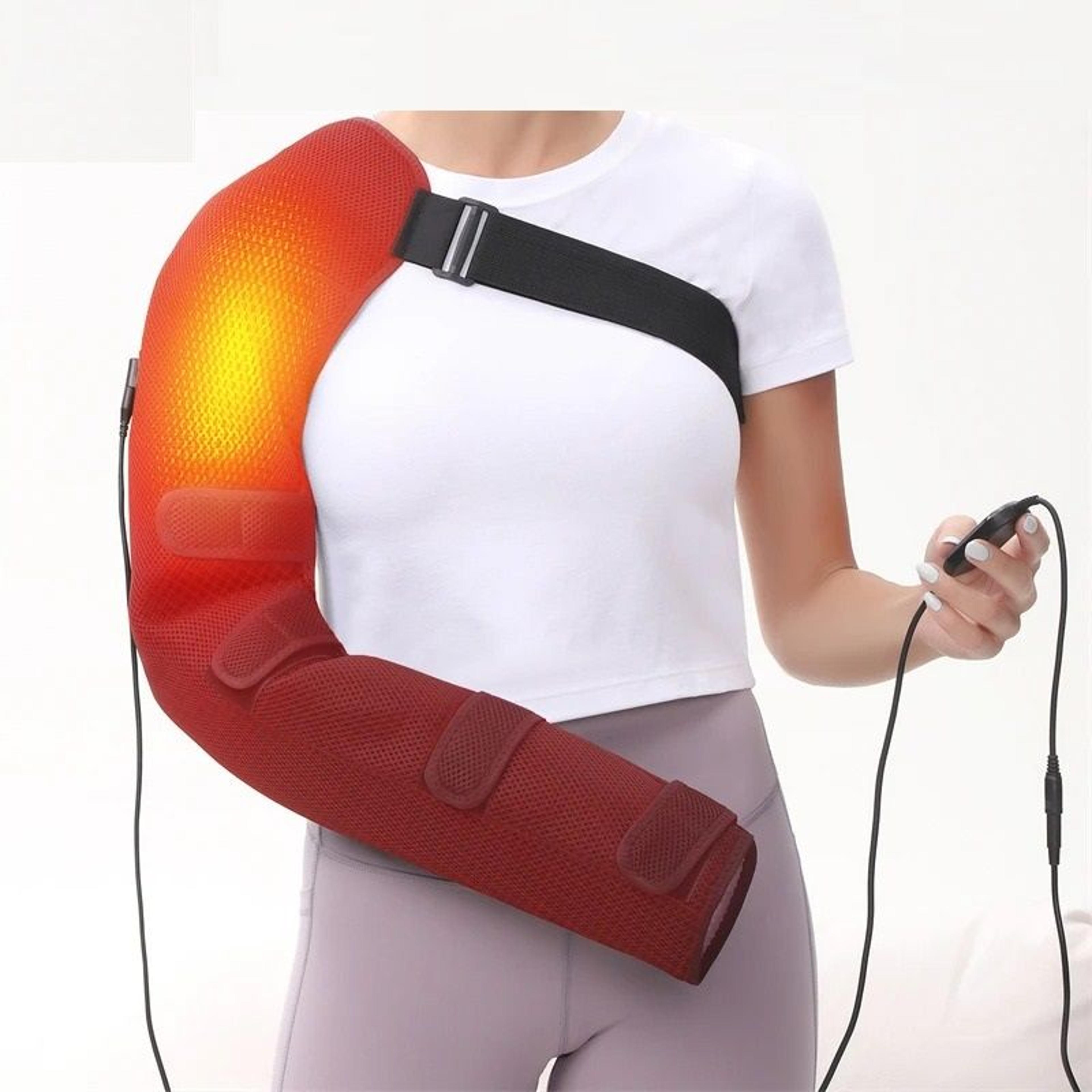 shoulder, arm & hand heating pad with vibration massager – ultra-long electric heated wrap for elbow, wrist & hand recov