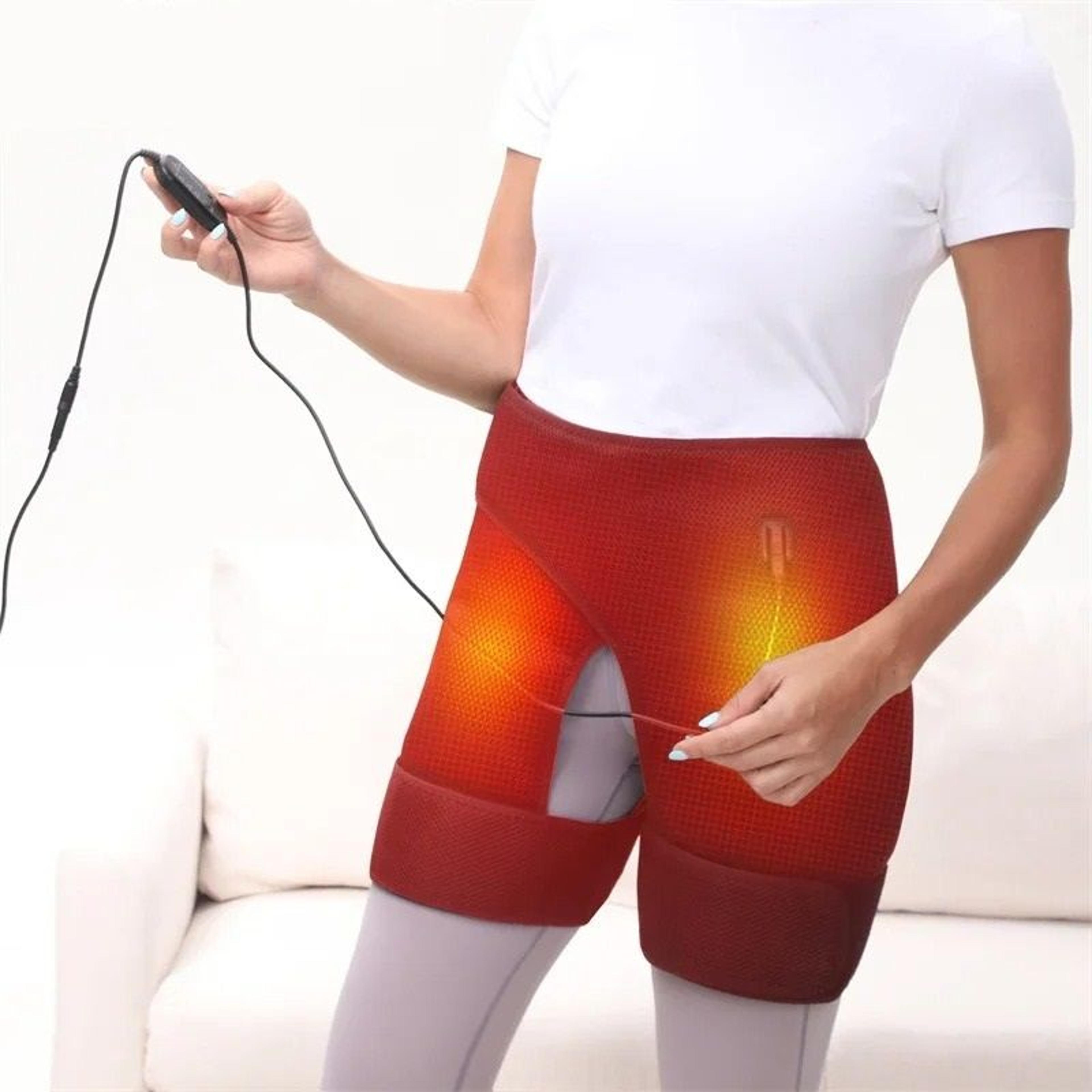 electric heating dual hip support pad – vibration massager & heated wrap for waist, hip & thigh pain relief