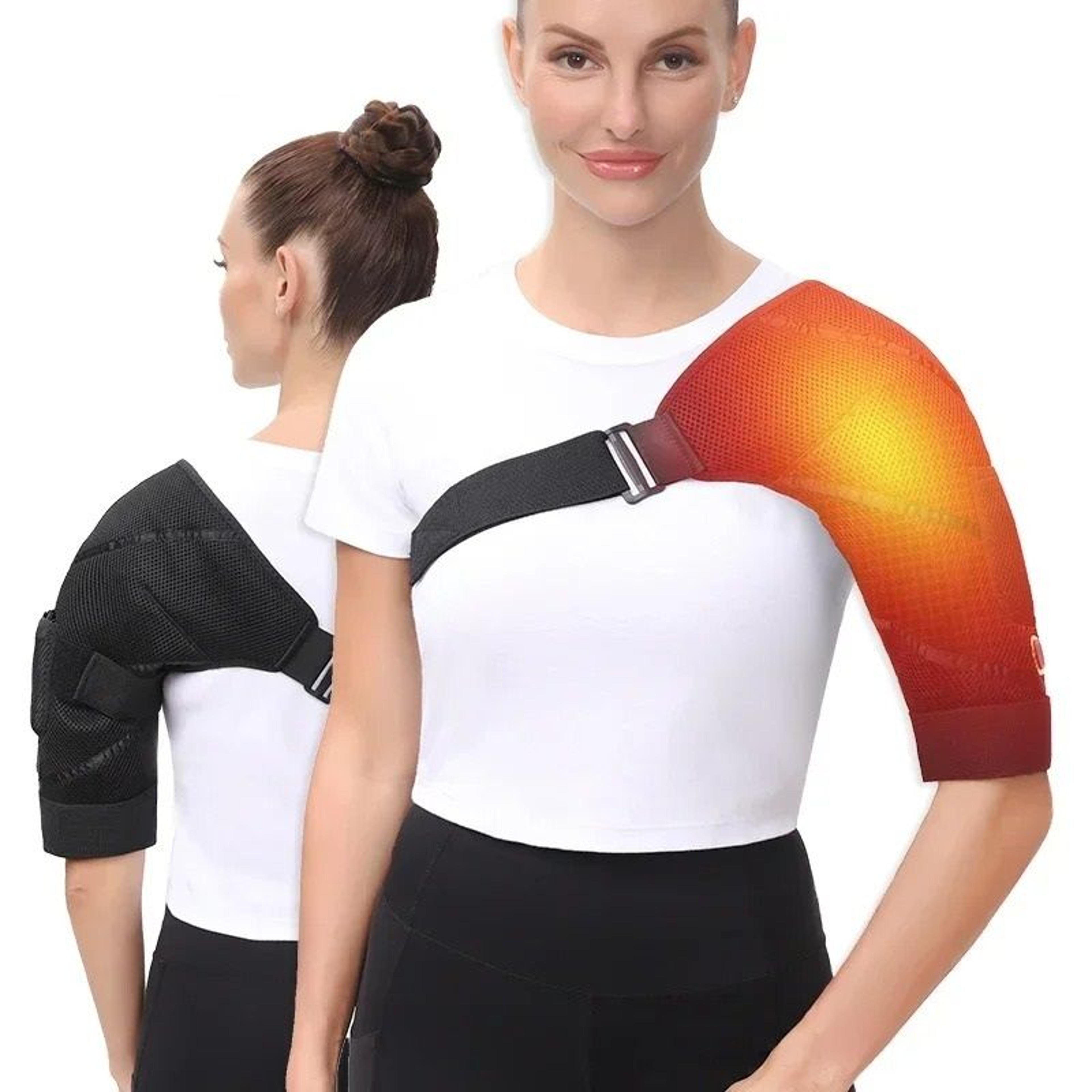 electric heated massage shoulder brace – heating pad with 3 temperature settings & vibration for left & right shoulder r