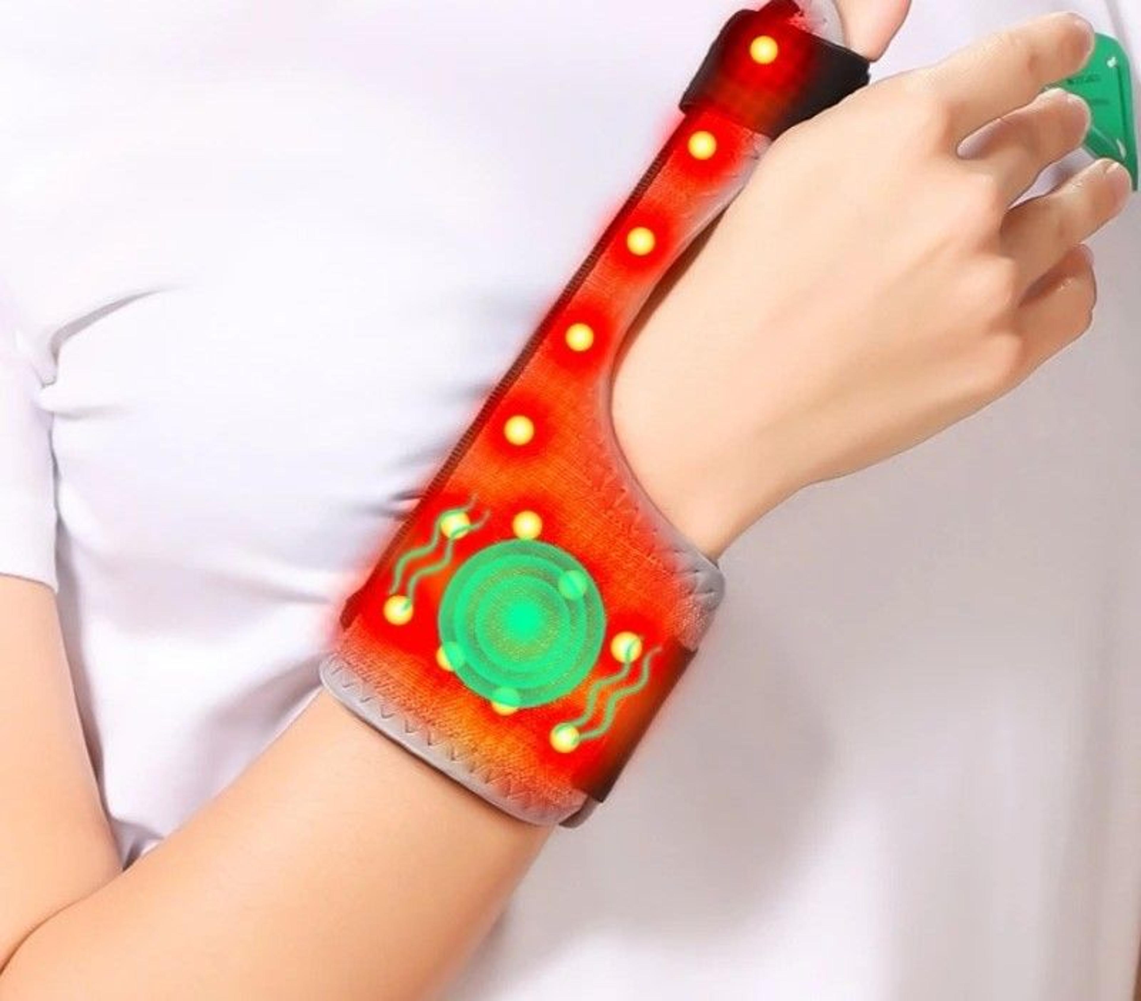 red light heated finger support brace – electric heating wrist & finger pad with adjustable heat settings & vibration fo