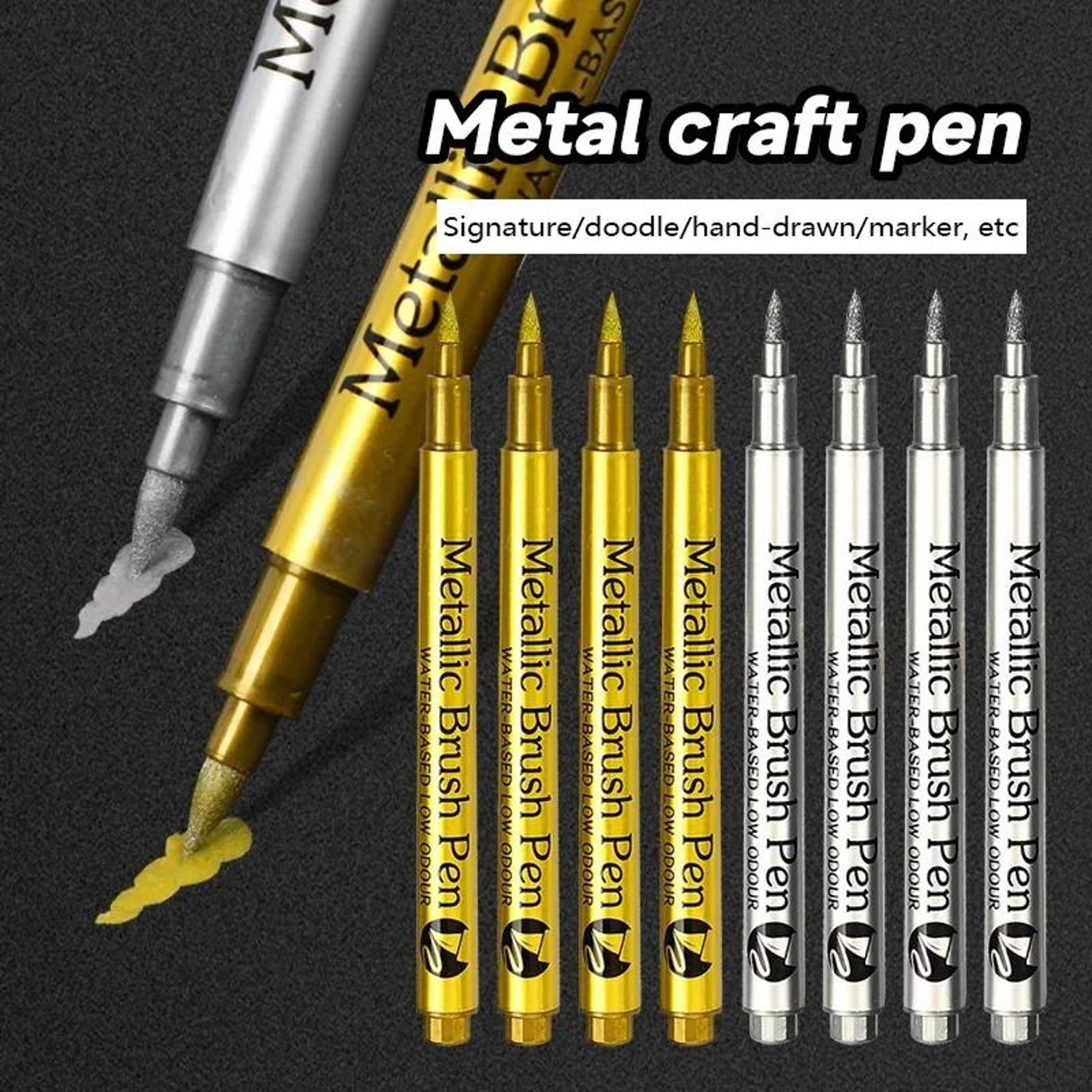 metallic brush marker pens set in gold and silver (1, 2, 3, or 4 pcs)