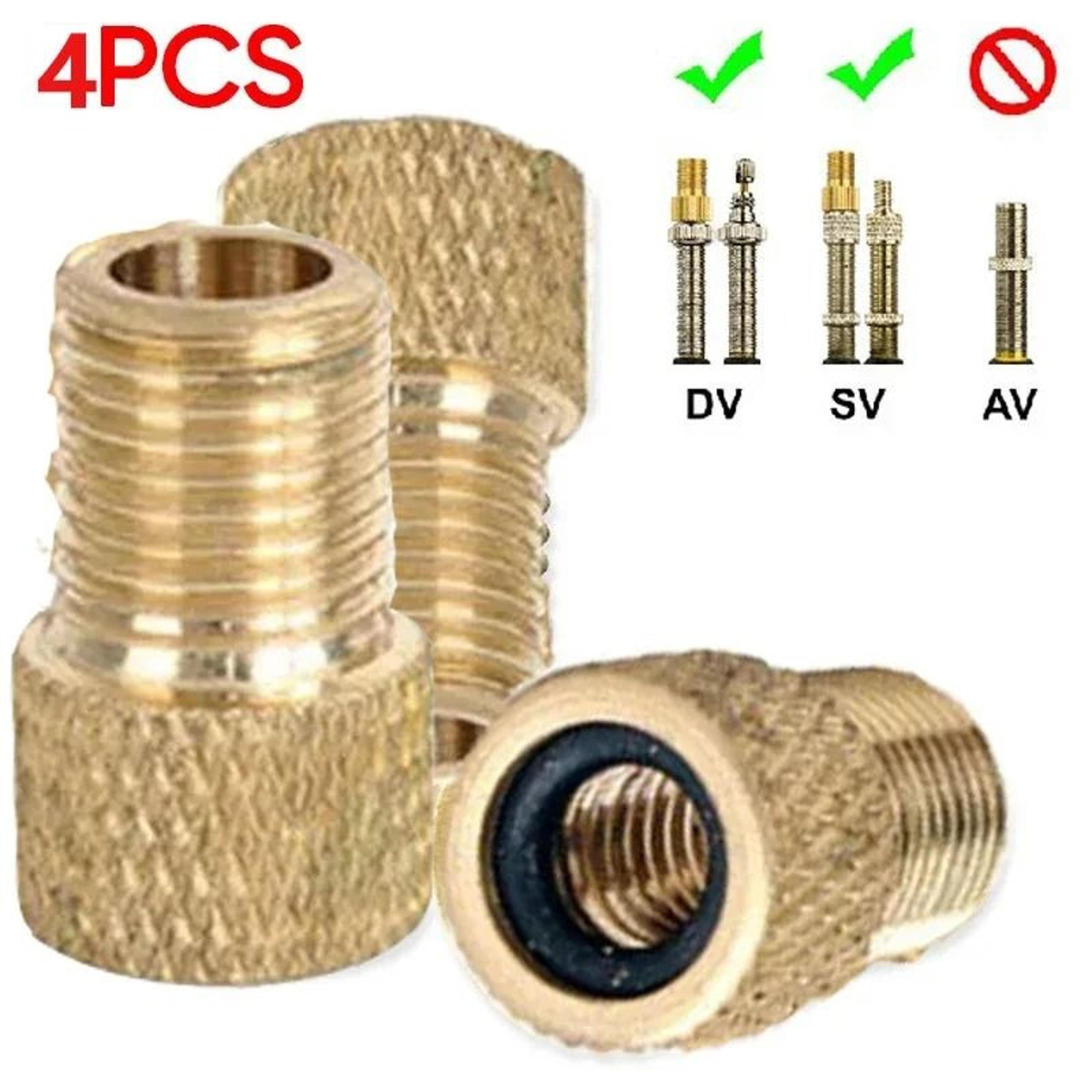 golden brass presta to schrader bike valve adapters (4 pack) – f/v to a/v converter