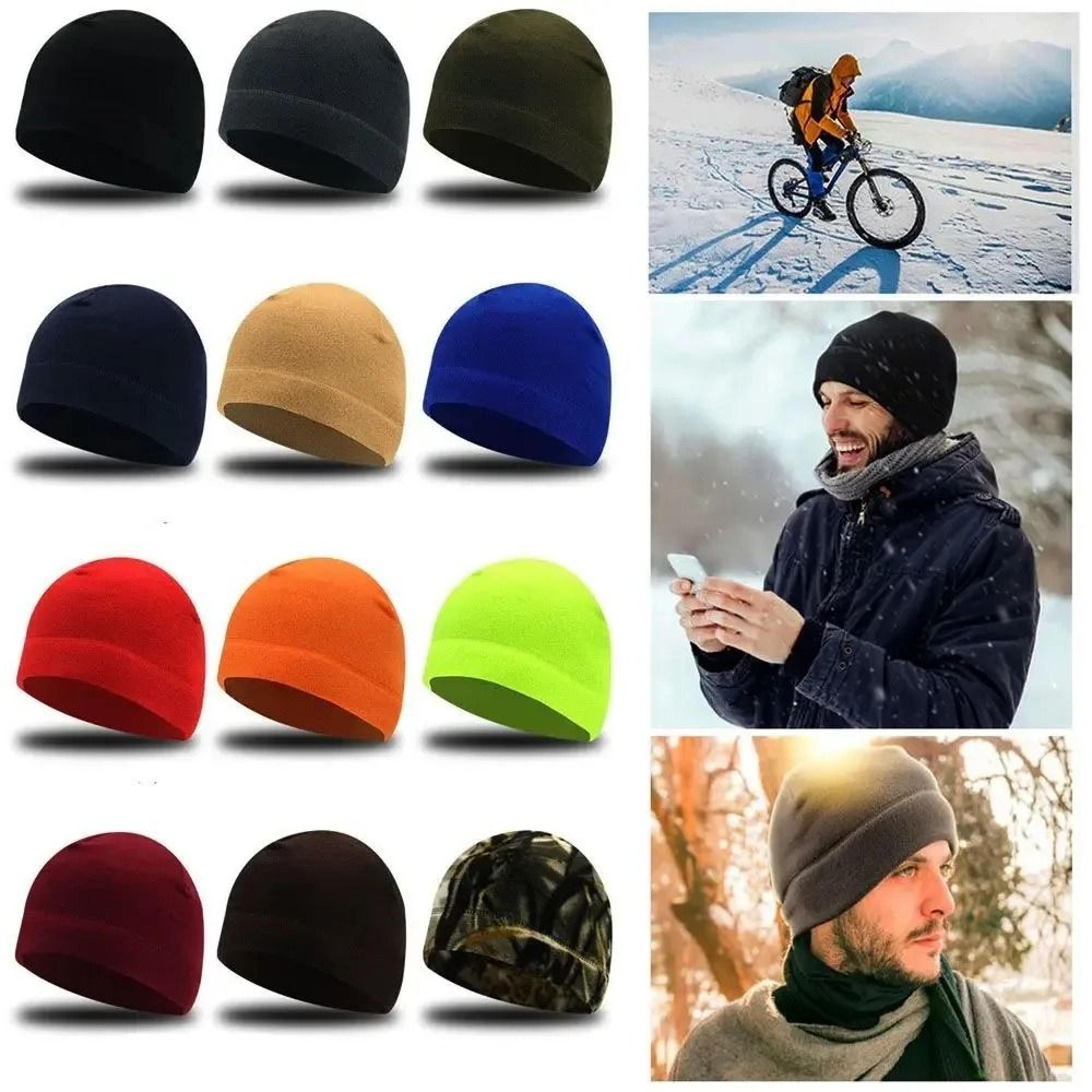 unisex thermal fleece windproof beanie hat for outdoor hiking, hunting, and cycling